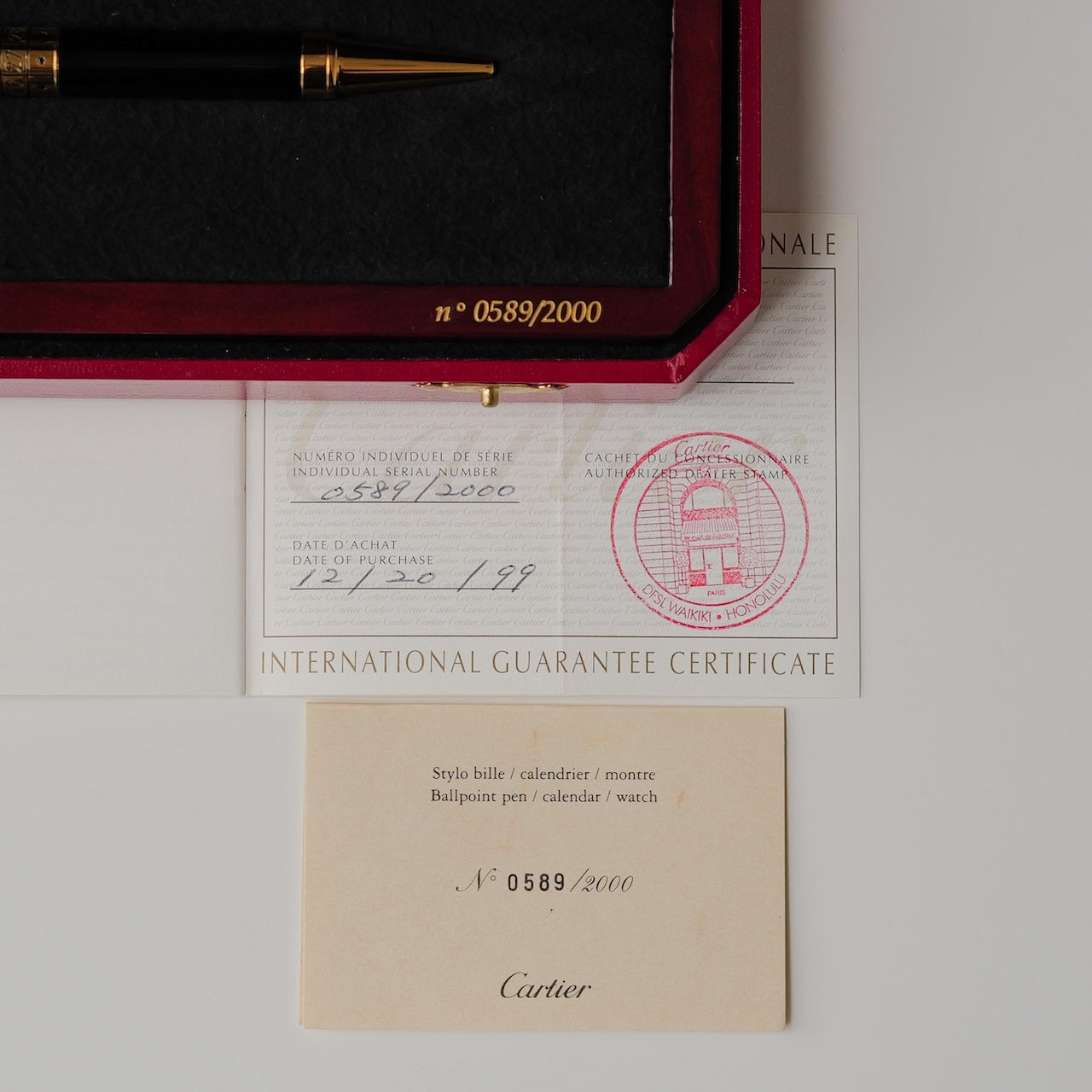 カルティエ/ペンシル/ウォッチ/カレンダー/2000年記念/エディション2000本/CARTIER PENCIL CALENDAR WATCH 2000 Year Anniversary 2000 piece Limited Edition