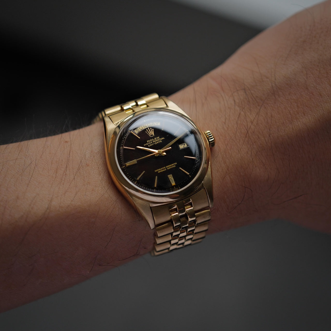 ロレックス/デイデイト1803/ミラートロピカルダイヤル/18Kイエローゴールド/ROLEX DAY-DATE Ref.1803 18KYG “Tropical Gilt Dial”  1964y