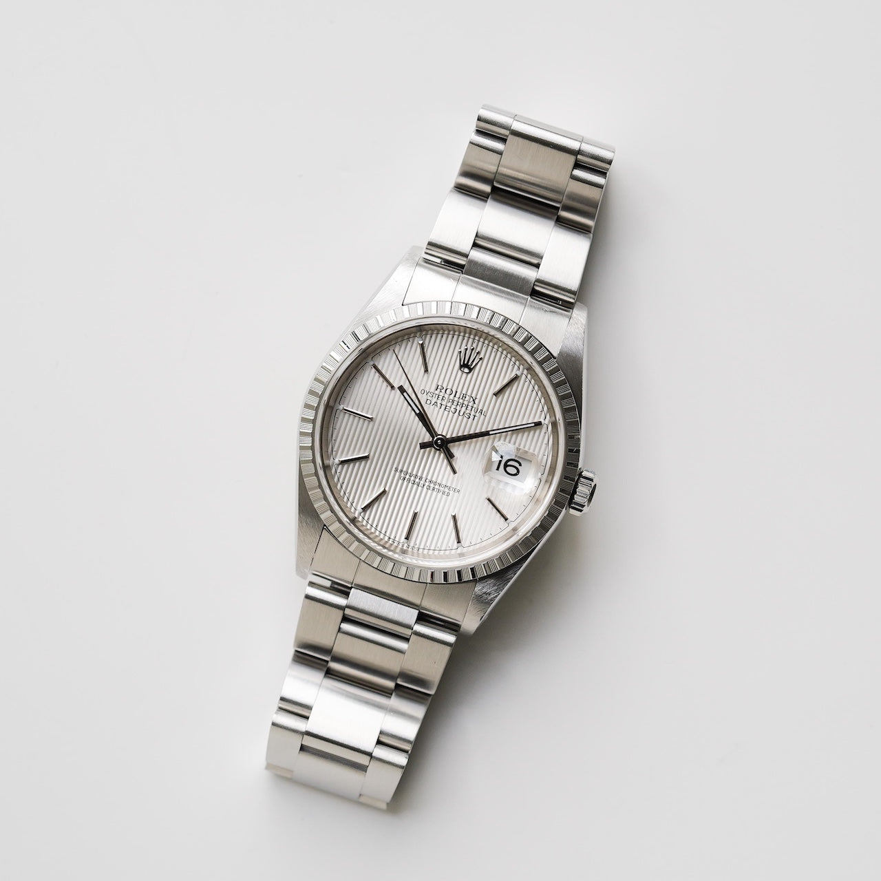 ロレックス/デイトジャスト16220/K番/タペストリーダイヤル/裏蓋シールあり/箱・保証書付/ROLEX DATE-JUST Ref.16220 "Silver Tapestry" 2001y with Box and Paper