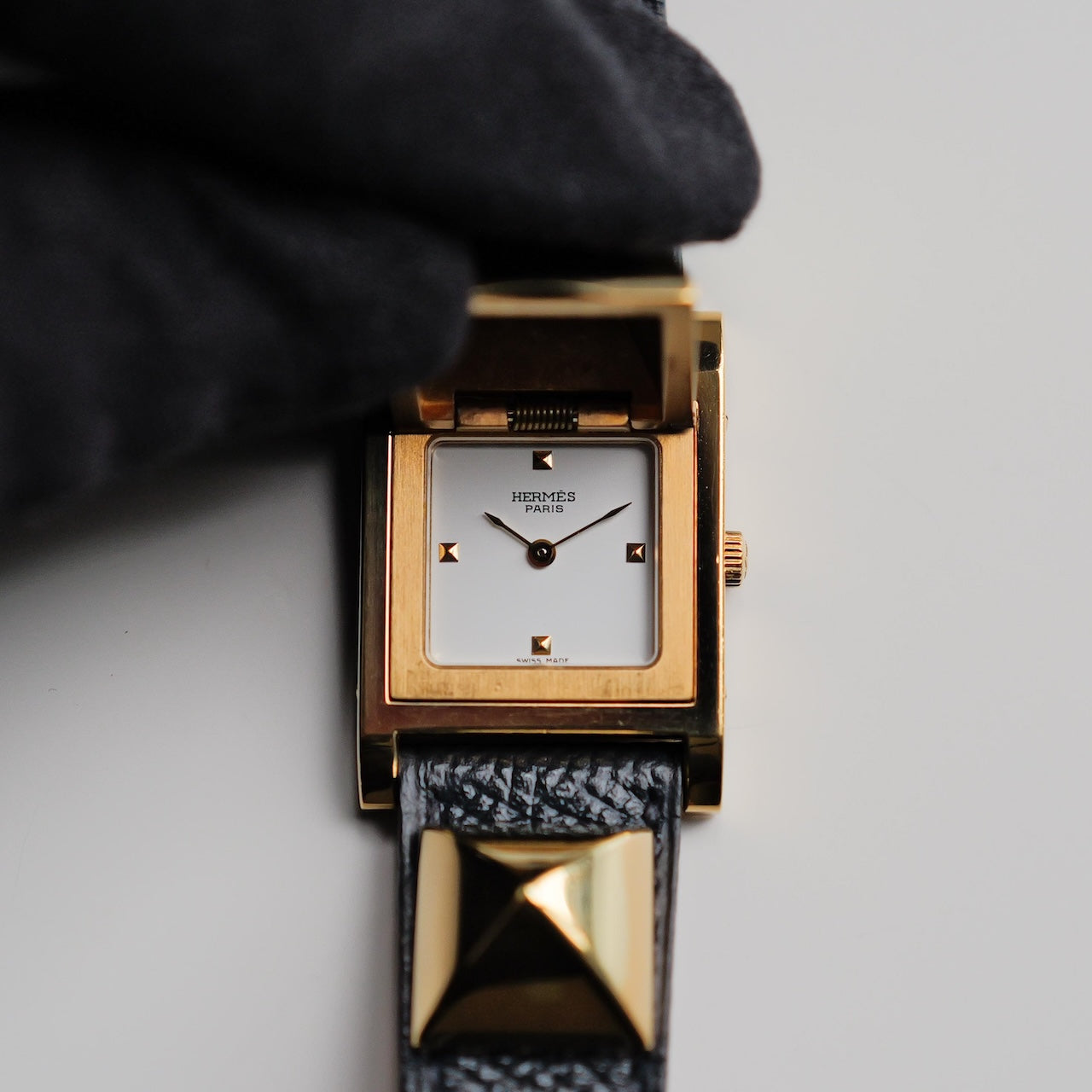 エルメス/メドール/ホワイトダイヤル/純正カーフ ネイビー ストラップ/HERMES MEDOR WHITE DIAL Calf Leather Navy Strap 1990s