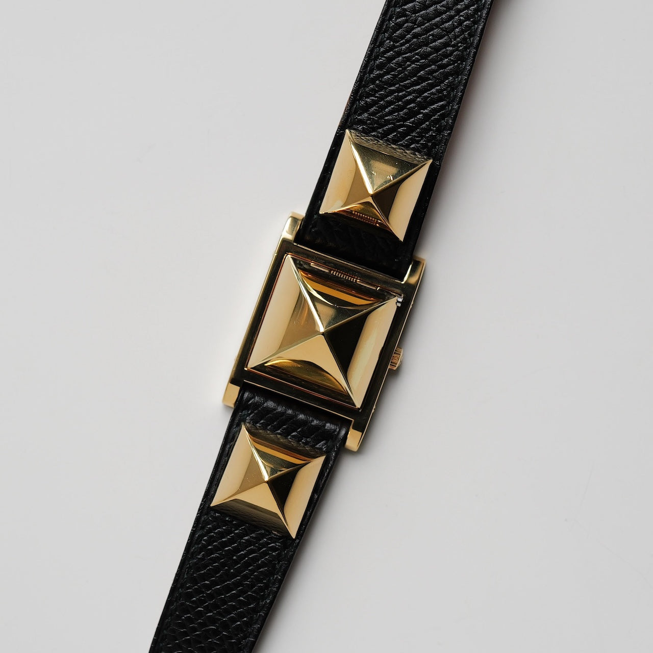 エルメス/メドール/ホワイトダイヤル/純正カーフ ブラック ストラップ