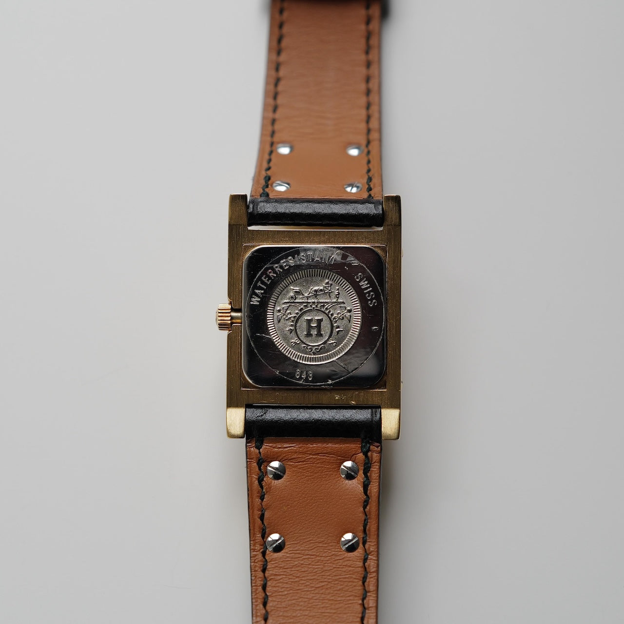 エルメス/メドール/ホワイトダイヤル/純正カーフ ブラック ストラップ