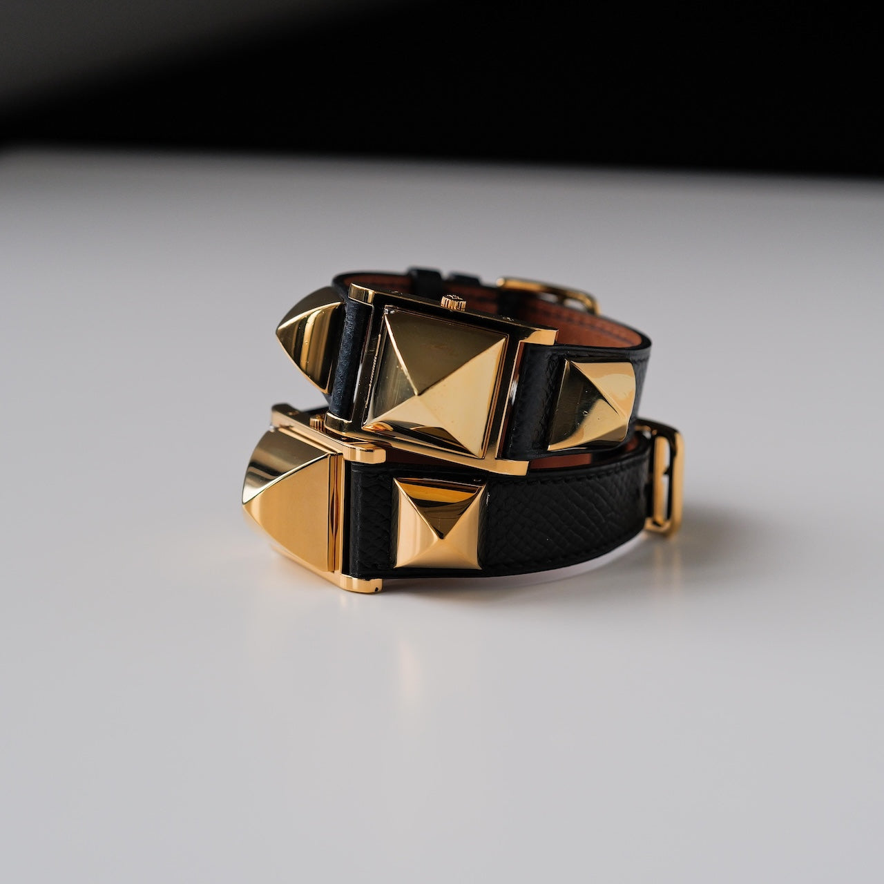 エルメス/メドール/ホワイトダイヤル/純正カーフ ブラック ストラップ