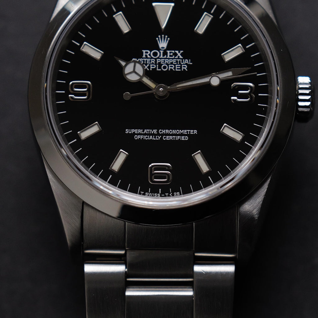 ロレックス/エクスプローラー1/14270/E番/ブラックアウト/シルバーレター/オールトリチウム/シングルバックル/箱等付属/ROLEX EXPLORER 1 REF.14270 "BLACK OUT, SILVER LETTER" E-Serial All tritium Single Buckle 1990Y with Box