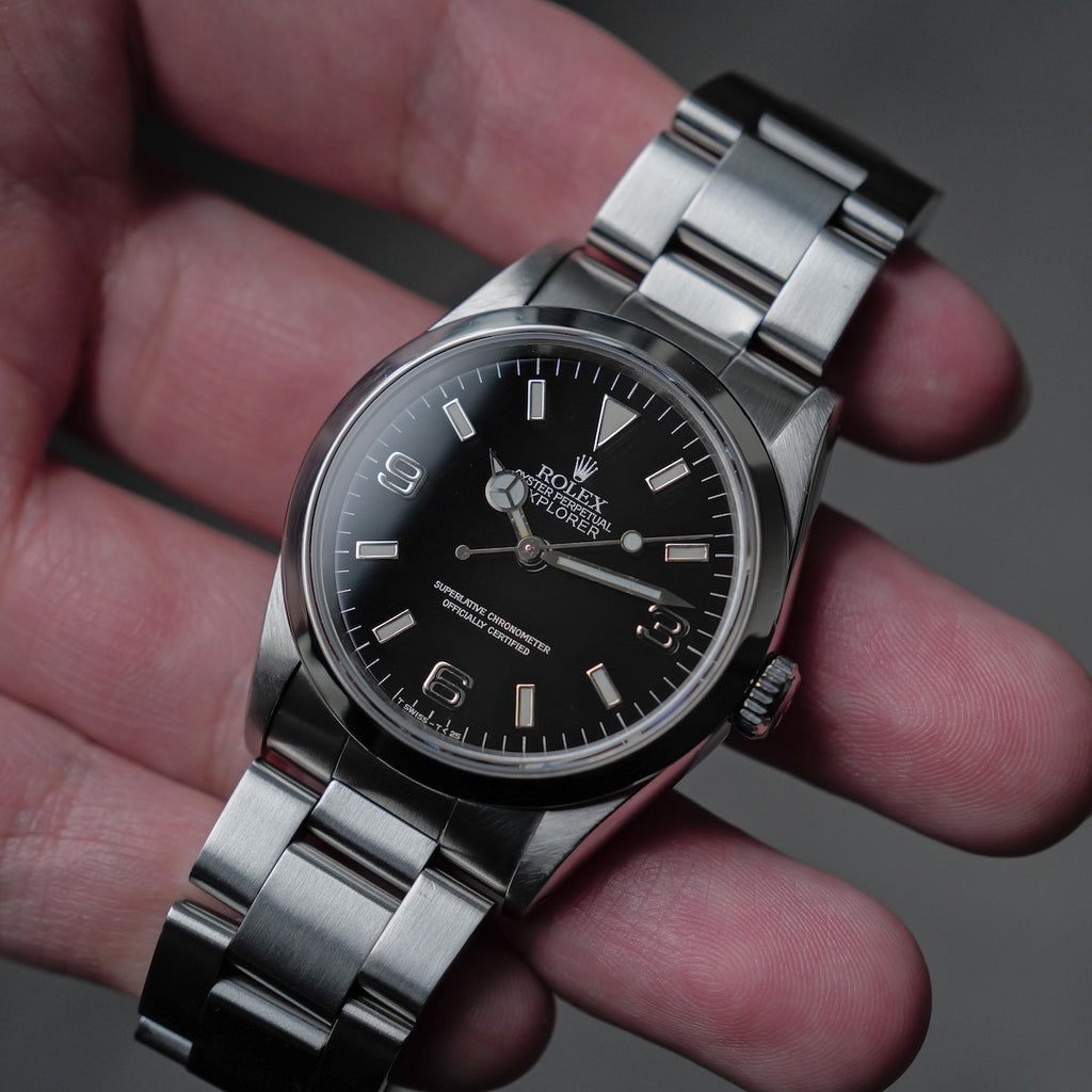 ロレックス/エクスプローラー1/14270/E番/ブラックアウト/シルバーレター/オールトリチウム/シングルバックル/箱等付属/ROLEX EXPLORER 1 REF.14270 "BLACK OUT, SILVER LETTER" E-Serial All tritium Single Buckle 1990Y with Box