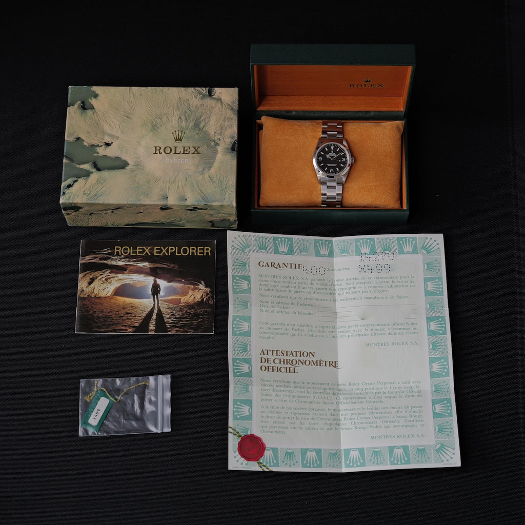 ロレックス/エクスプローラー1/14270/X番/フローズンダイヤル/オールトリチウム/シングルバックル/箱・保証書付き/ROLEX EXPLORER 1 Ref.14270 "Frozen dial" X-serial All tritium Single buckle  1991Y with Box and Paper
