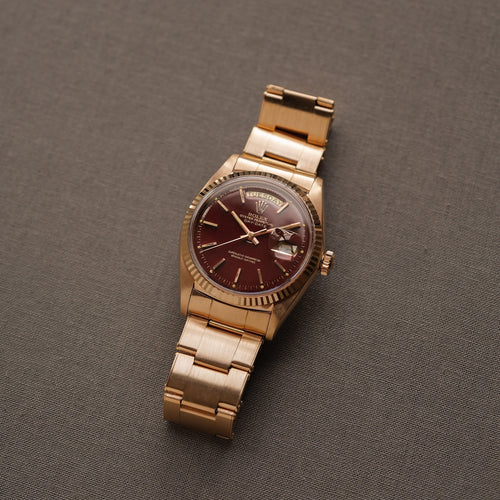 ロレックス/デイデイト1803/5/ステラダイヤル/バーガンディー/ローズゴールド/ROLEX DAY-DATE REF.1803/5 "STELLA DIAL" 18K Rose Gold 1968Y