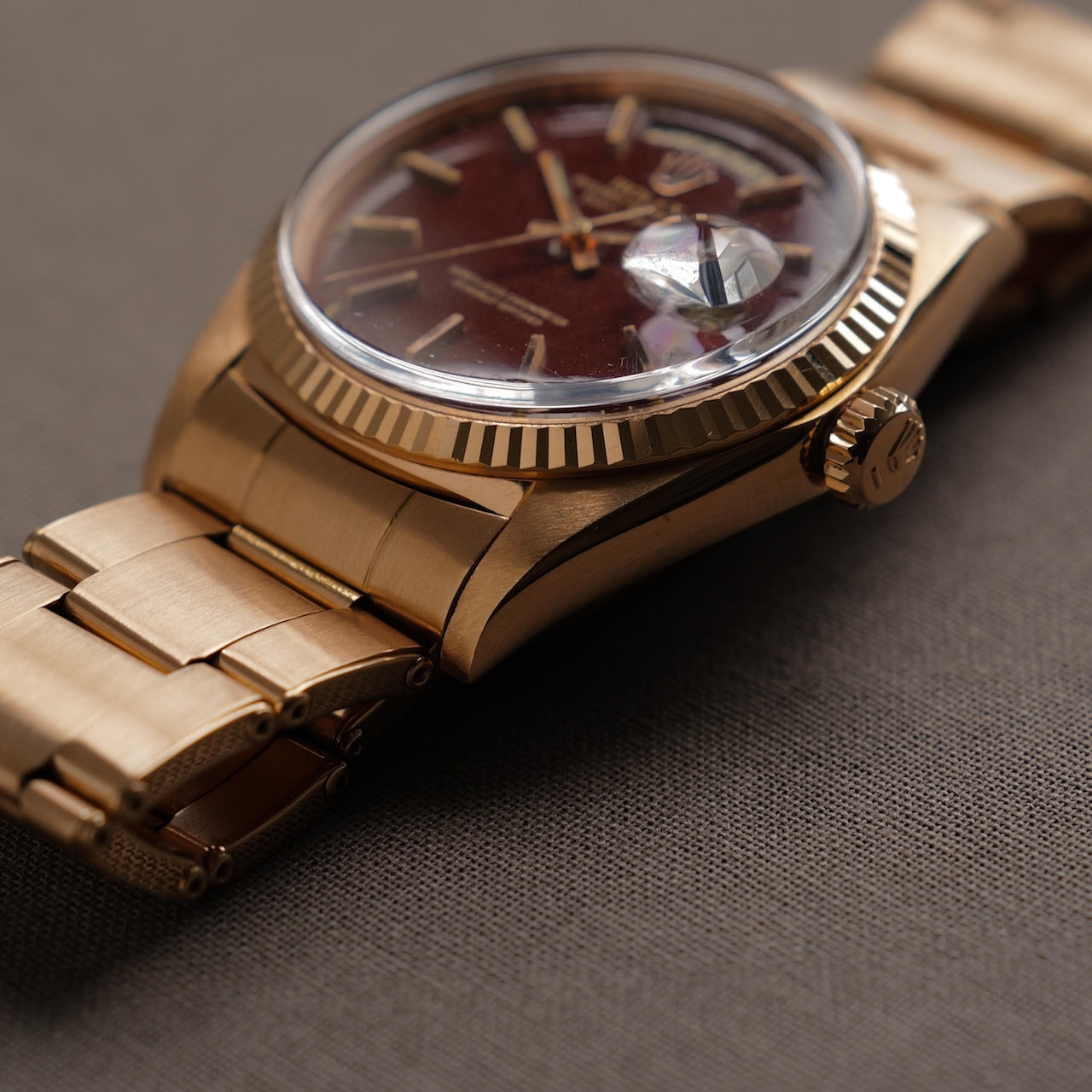 ロレックス/デイデイト1803/5/ステラダイヤル/バーガンディー/ローズゴールド/ROLEX DAY-DATE REF.1803/5 "STELLA DIAL" 18K Rose Gold 1968Y
