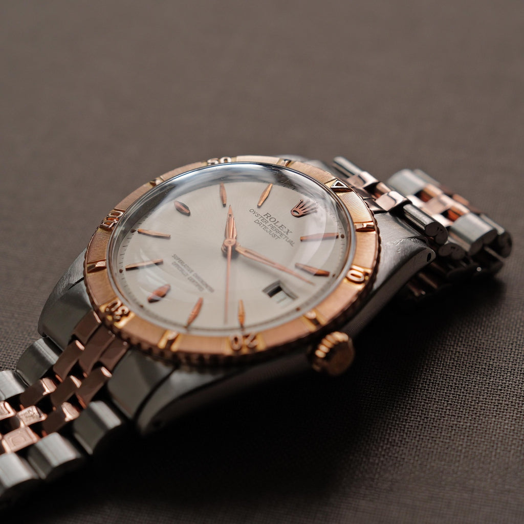 ロレックス/デイトジャスト1625/5/サンダーバード/SS x ローズゴールド/ROLEX DATE-JUST REF.1625/5 "Thunderbird" 18K Rose Gold Silver Dial  Bezel 1964y