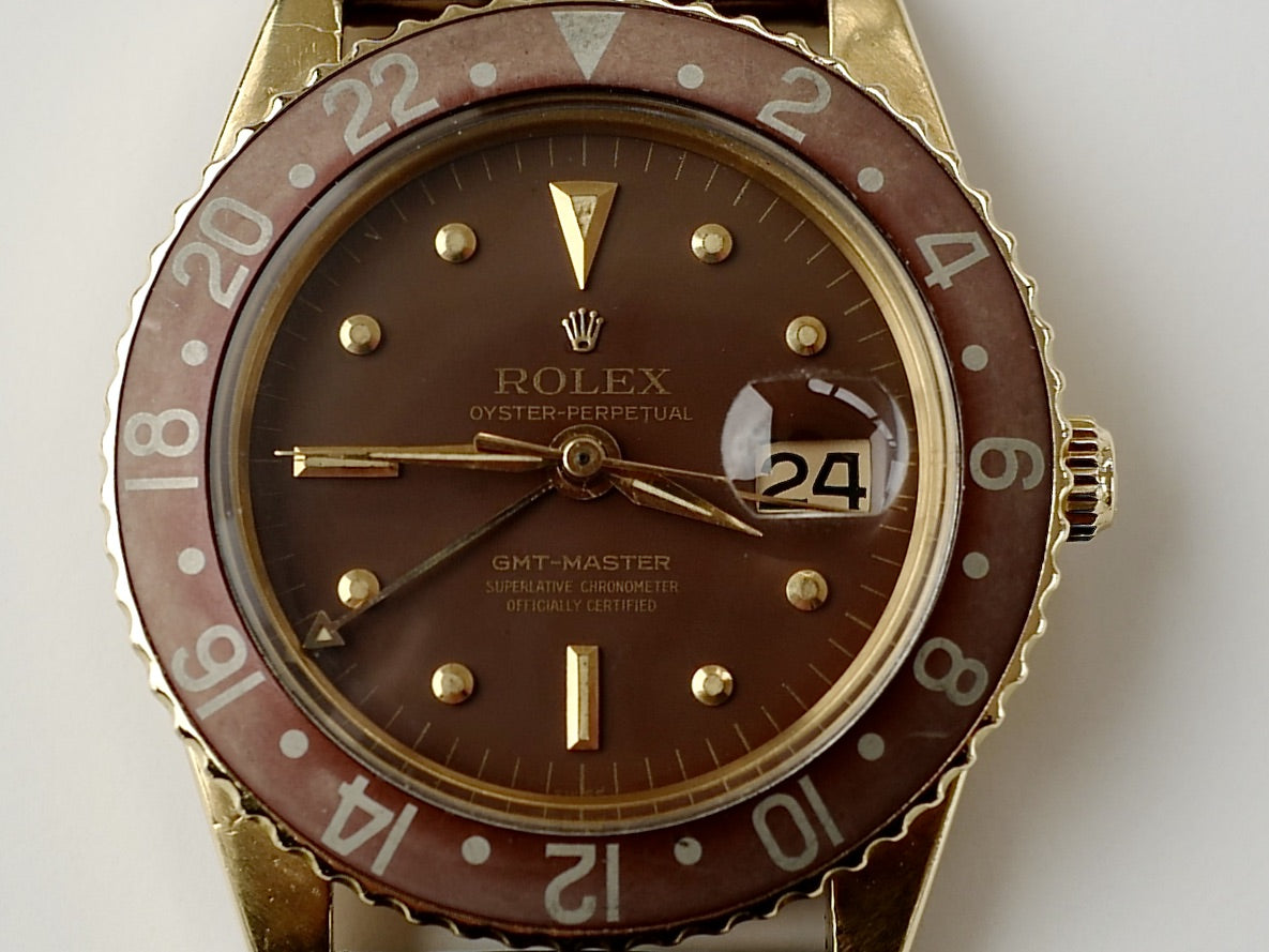 ROLEX GMT-MASTER REF.1675/8 NO CROWN GUARD MARK1. 1962Y