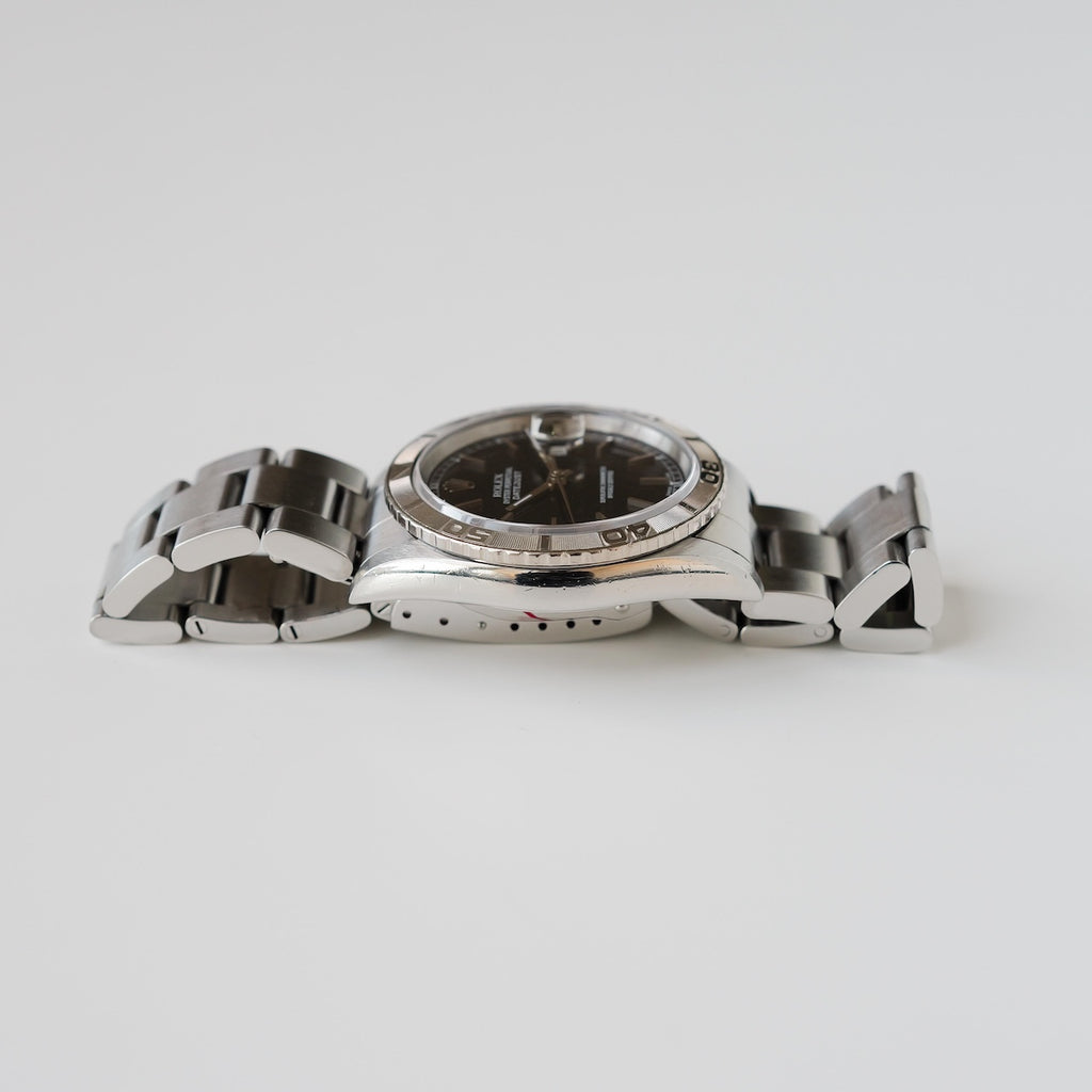 ロレックス/デイトジャスト16264/サンダーバード/黒文字盤/18Kホワイトゴールドベゼル/国内正規保証書付きフルセット/ROLEX DATE-JSUT REF.16264 "Thunderbird" Black dial White gold bezel A-serial Full Set 1998-99Y