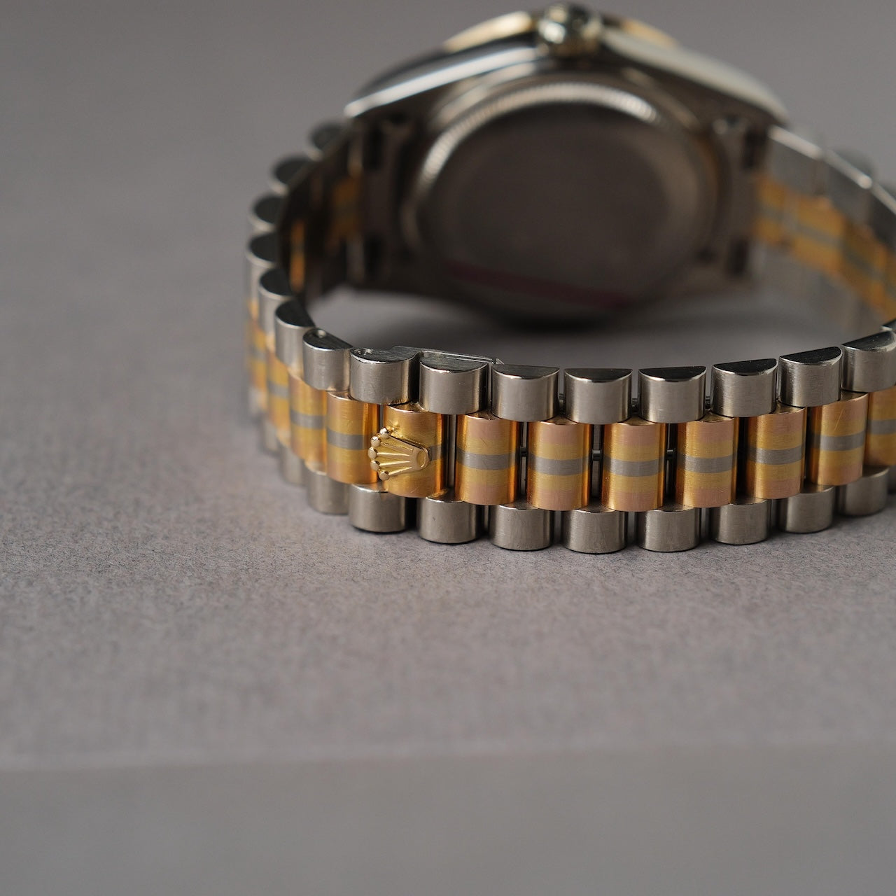 ロレックス/デイデイト/18129G BIC/トリドール/ダイヤモンドベゼル/イエロー・ホワイト・ローズゴールド/91番台/ROLEX DAY-DATE Ref.18129 BIC "TRIDOR" Computer dial Diamond Bezel 18KYG WG PG 1985y