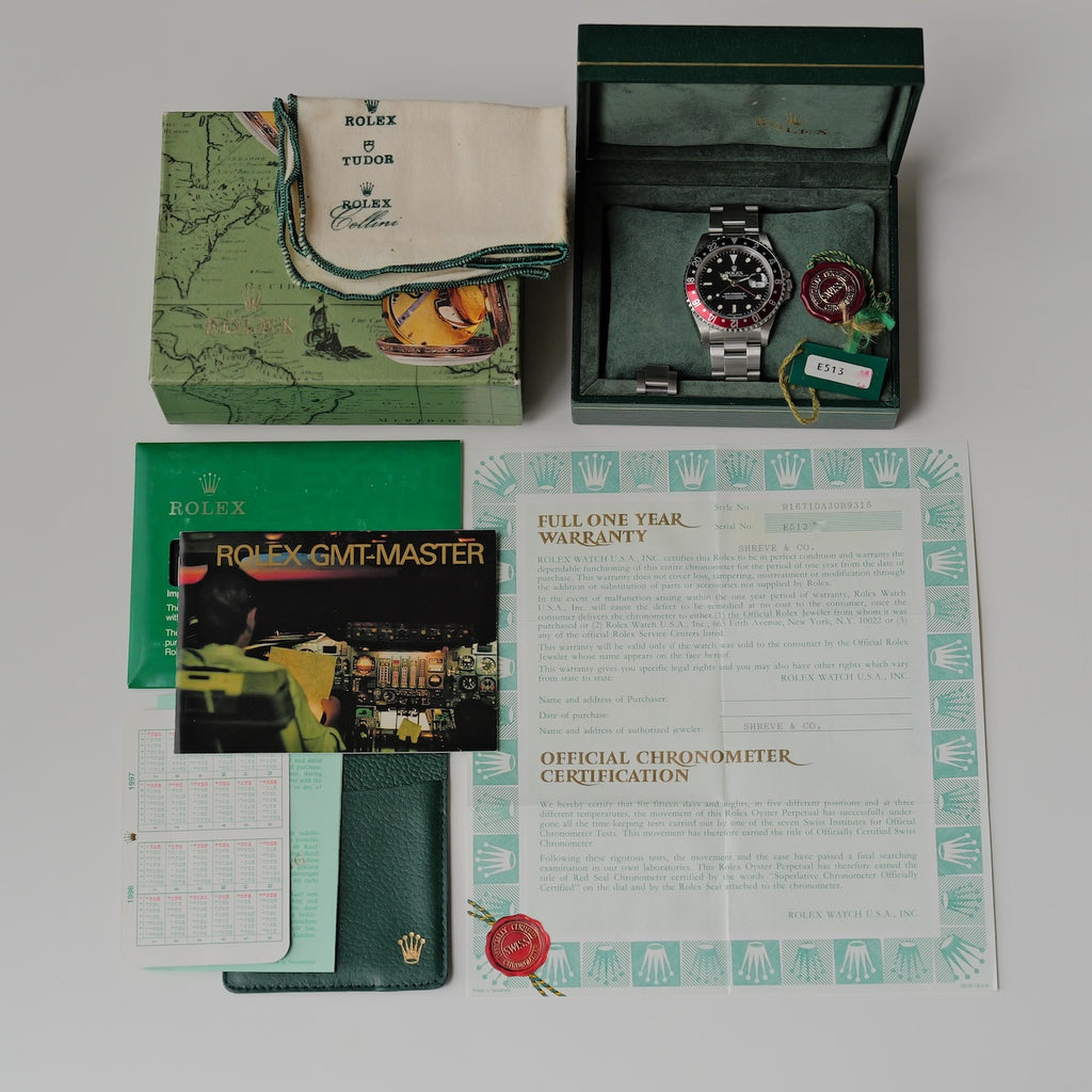 ロレックス/GMTマスター2/16710/E番/赤黒/コークベゼル/保証書付フルセット/ROLEX GMT-MASTER REF.16710 "COKE BEZEL" 1990Y E-Serial Full Set