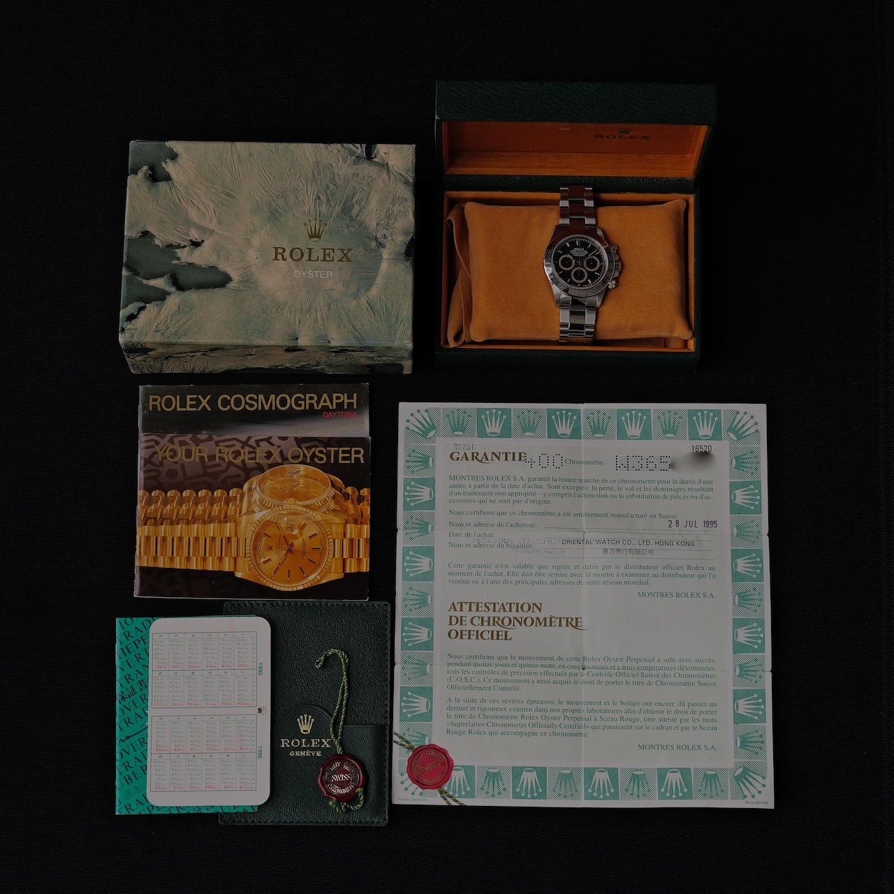 ロレックス/デイトナ16520/W番/ブラウンアイ/パトリッツィダイヤル/保証書付きフルセットROLEX DATONA REF.16520 "BROWN-EYE" Patrizzi W-Serial 1995Y Full Set