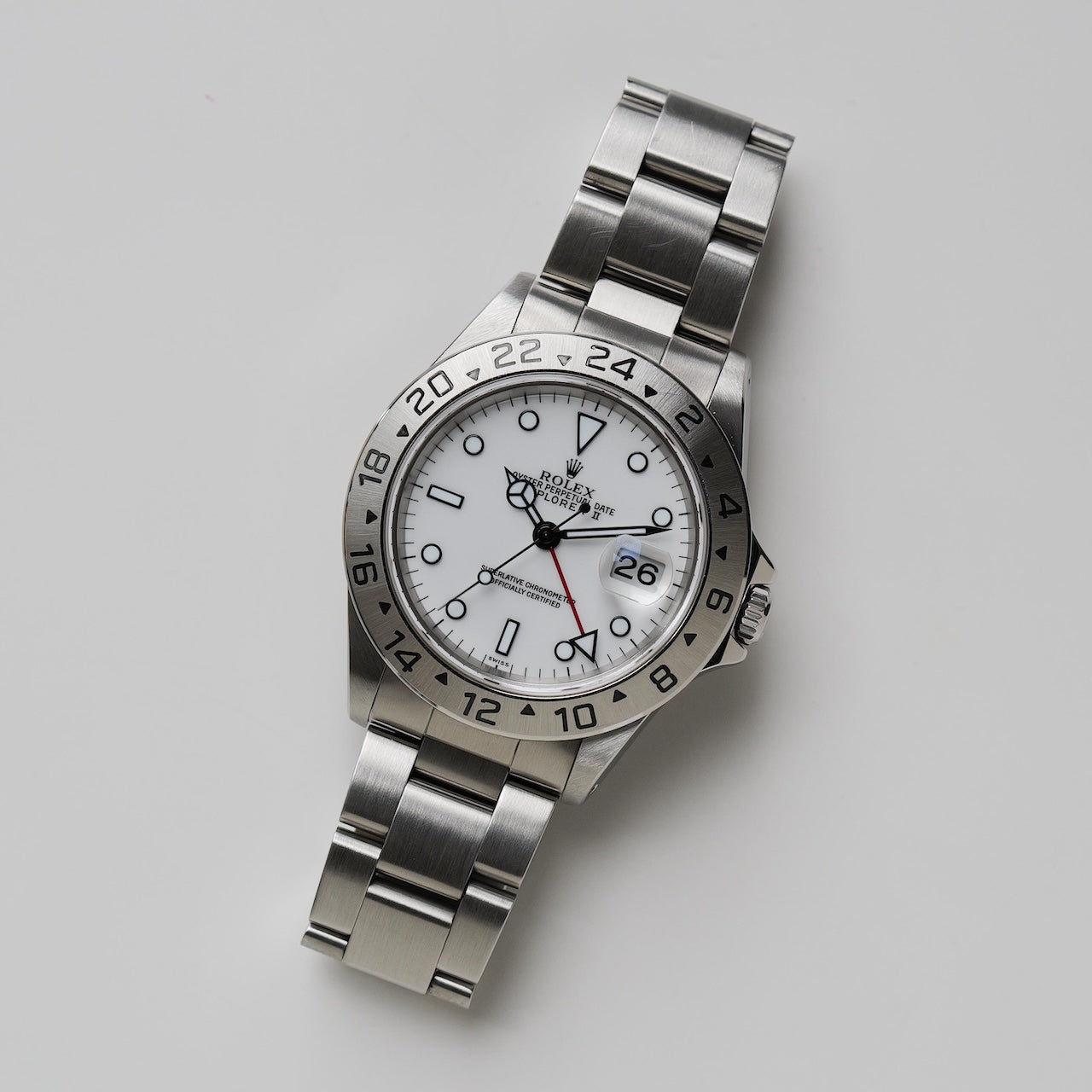 ロレックス/エクスプローラー2/16570/U番/SIWSSオンリーダイヤル/白文字盤/保証書付きフルセット/ROLEX EXPLORER2 REF.16570 "ONLY SWISS" FULL SET 1998Y