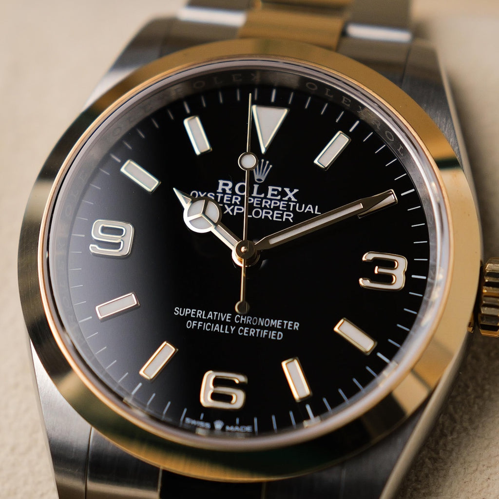 ロレックス/エクスプローラー124273/イエローロレゾール/新品フルセット/保護シールあり/ROLEX EXPLORER 1 REF.124273 18KYG FULL SET 2023Y NOS