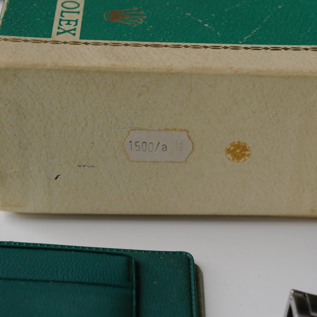 ロレックス/オイスターパーペチュアルデイト1500/ビッグロゴ/保証書付きフルセット/ROLEX OYSTER-PERPETUAL DATE REF.1500 "BIG LOGO" With Paper and Box Full Set 1961Y