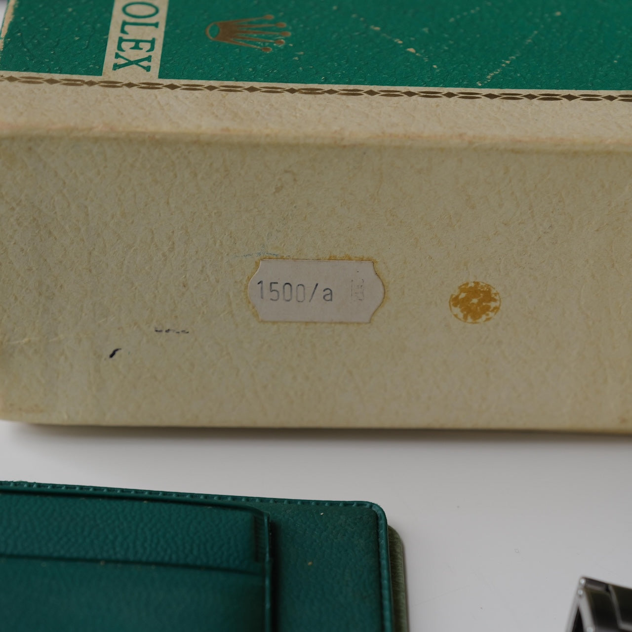 ロレックス/オイスターパーペチュアルデイト1500/ビッグロゴ/保証書付きフルセット/ROLEX OYSTER-PERPETUAL DATE REF.1500 "BIG LOGO" With Paper and Box Full Set 1961Y