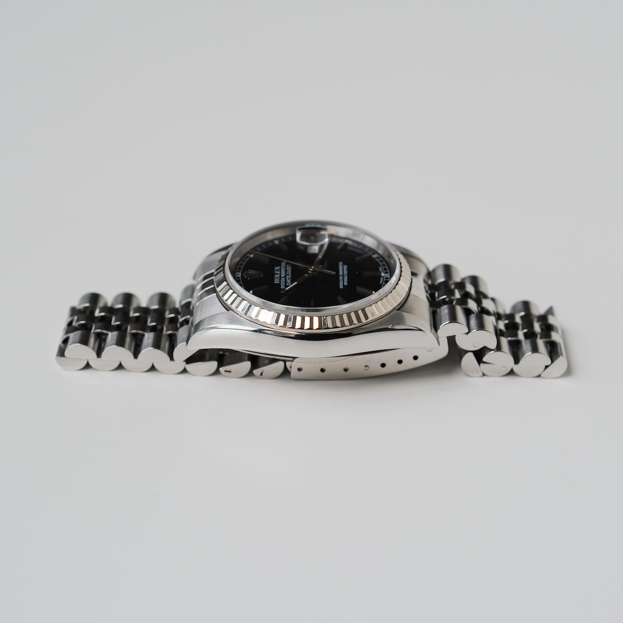 ロレックス/デイトジャスト16234/K番/黒文字盤/WGベゼル/箱・保証書付き/ROLEX DATE-JUST Ref.16234 "Black dial" K-Serial 2001y with Box and Paper