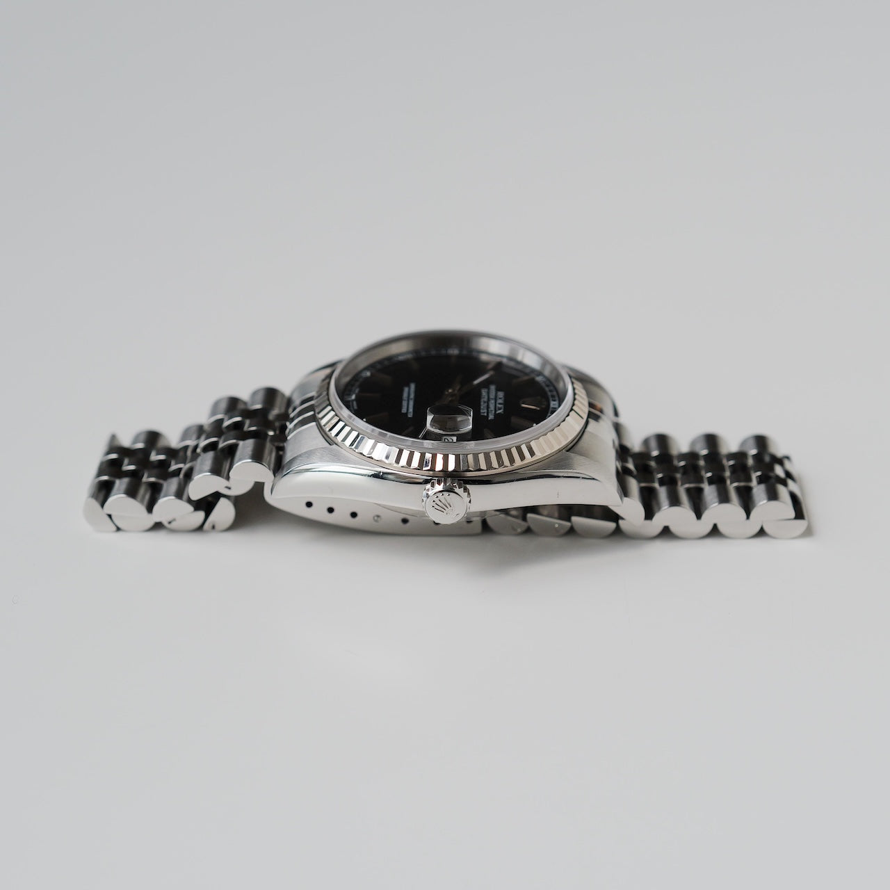 ロレックス/デイトジャスト16234/K番/黒文字盤/WGベゼル/箱・保証書付き/ROLEX DATE-JUST Ref.16234 "Black dial" K-Serial 2001y with Box and Paper