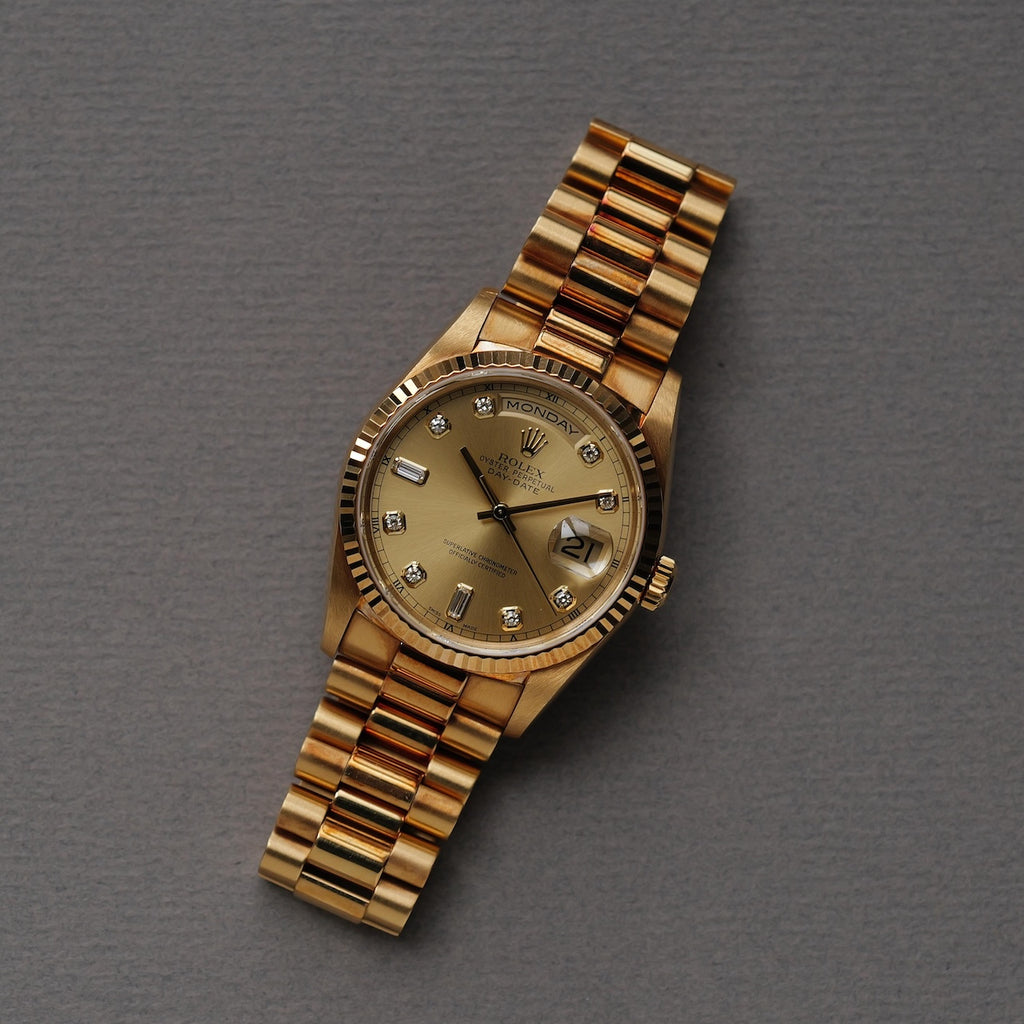 ロレックス/デイデイト18238/A番/10Pダイヤモンド/18Kイエローゴールド/保証書つき/ROLEX DAY-DATE Ref.18238 "10P Diamond" 18KYG 1998-99 with Paper