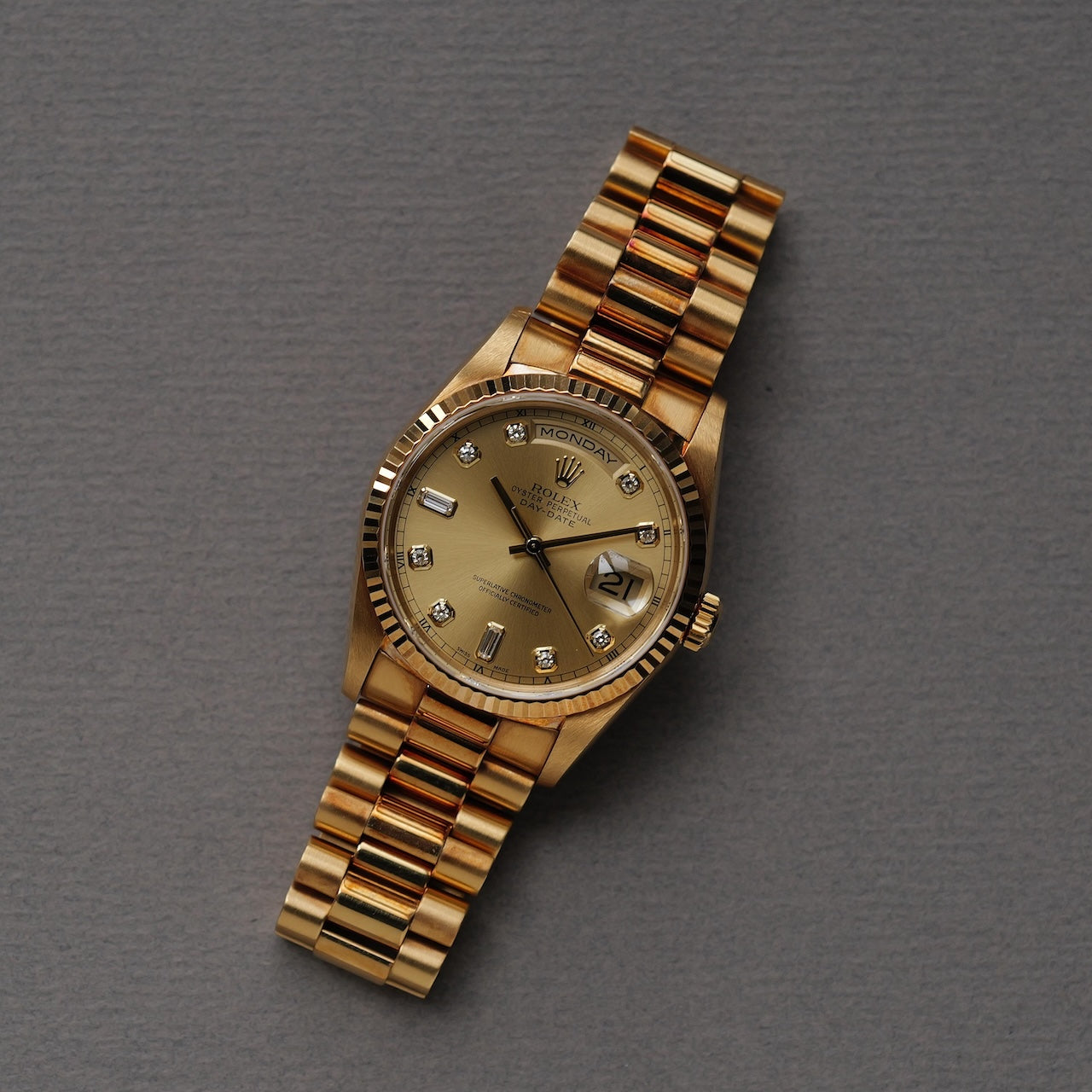 ロレックス/デイデイト18238/A番/10Pダイヤモンド/18Kイエローゴールド/保証書つき/ROLEX DAY-DATE Ref.18238 "10P Diamond" 18KYG 1998-99 with Paper