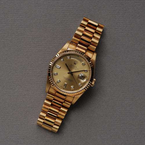ロレックス/デイデイト18238/A番/10Pダイヤモンド/18Kイエローゴールド/保証書つき/ROLEX DAY-DATE Ref.18238 "10P Diamond" 18KYG 1998-99 with Paper