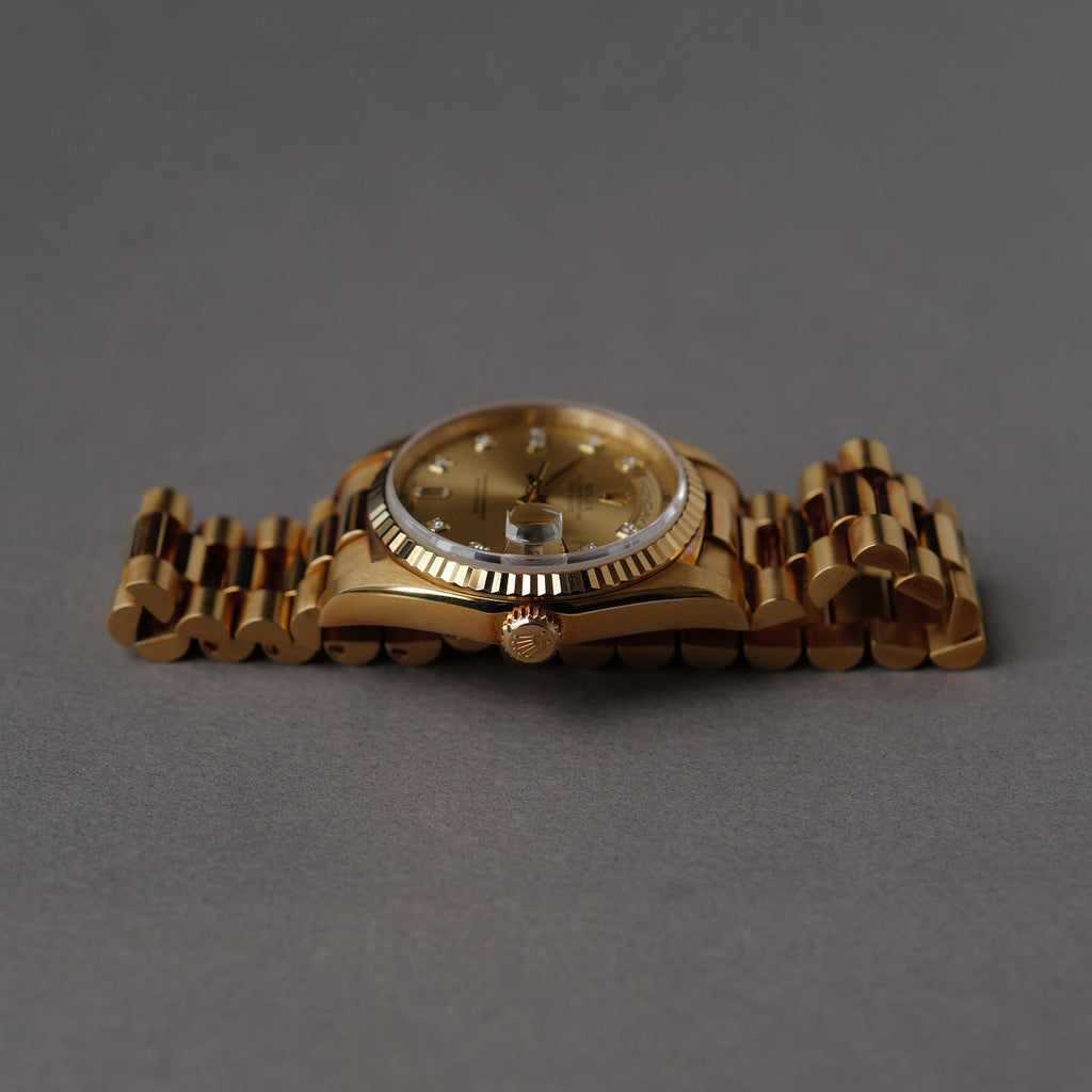 ロレックス/デイデイト18238/A番/10Pダイヤモンド/18Kイエローゴールド/保証書つき/ROLEX DAY-DATE Ref.18238 "10P Diamond" 18KYG 1998-99 with Paper