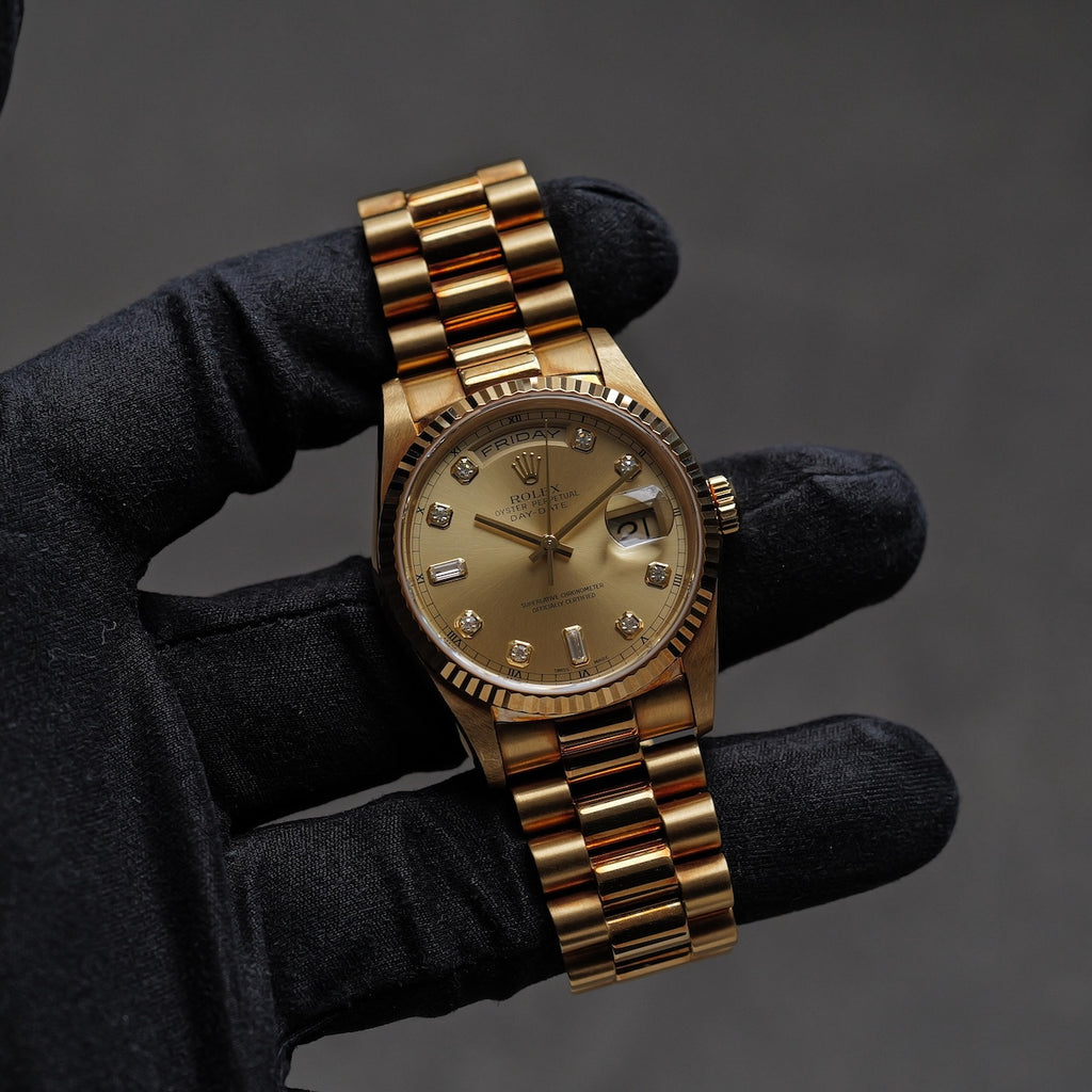 ロレックス/デイデイト18238/A番/10Pダイヤモンド/18Kイエローゴールド/保証書つき/ROLEX DAY-DATE Ref.18238 "10P Diamond" 18KYG 1998-99 with Paper