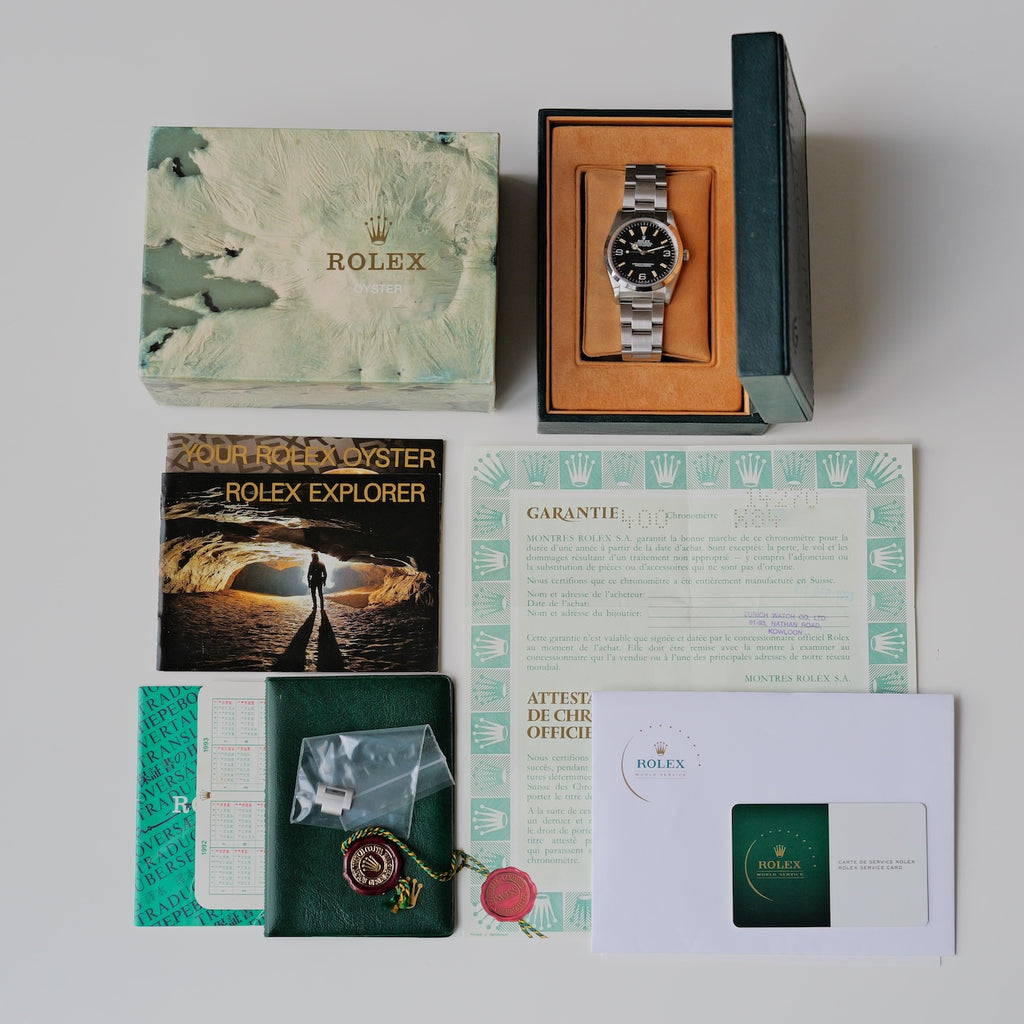 ロレックス/エクスプローラー1/14270/ゼブラダイヤル/パティーナ/オールトリチウム/シングルバックル/国際保証書付きフルセット/ROLEX EXPLORER 1 REF.14270 "ZEBRA" Patina dial X-Serial All tritium Single buckle 1991Y Full Set