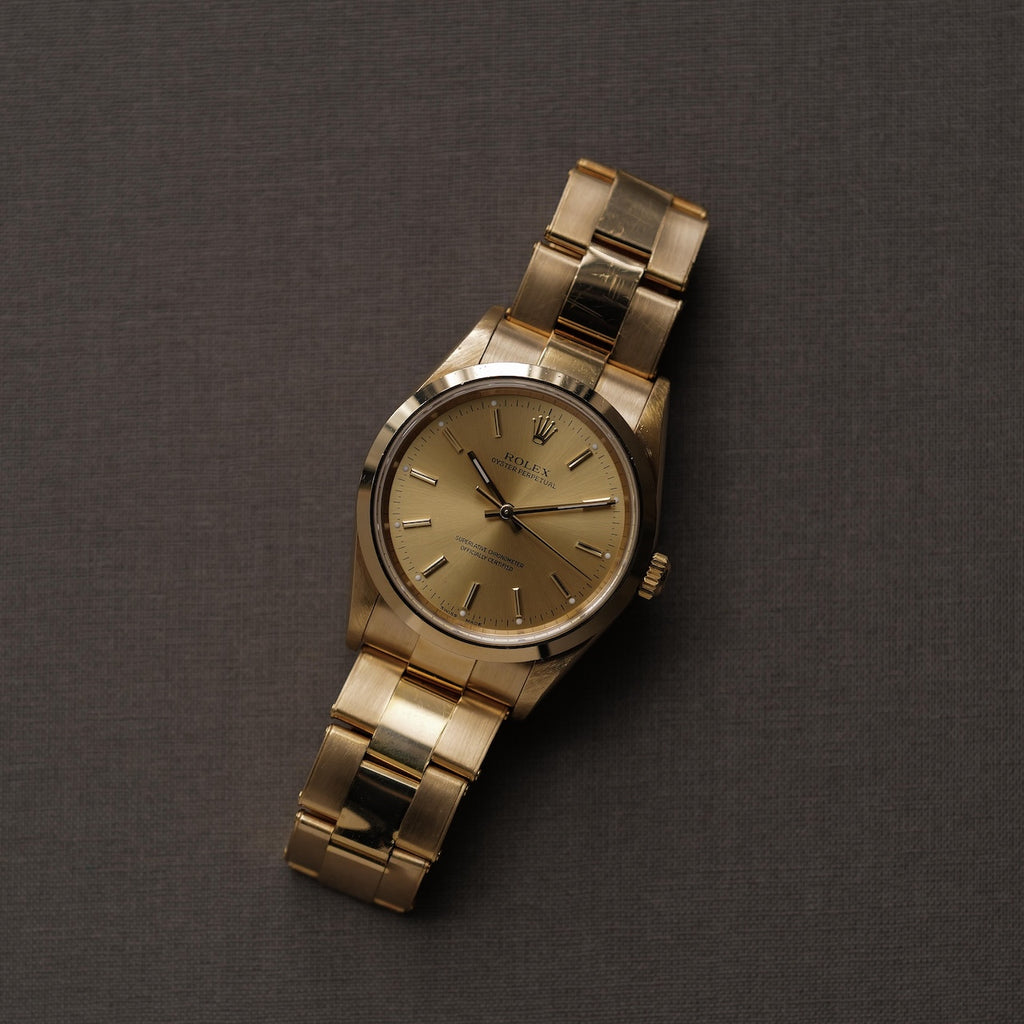 ロレックス/オイスターパーペチュアル14208M/K番/18Kイエローゴールド/国内正規ギャラ/ROLEX OYSTER PERPETUAL Ref.14208M 18KYG 2001y with Japan ROELX Guarantee