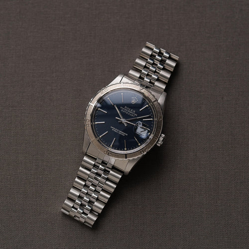 ロレックス/デイトジャスト16250/サンダーバード/ネイビーギルト/WGベゼル/シルバーレター/保証書付きフルセット/ROLEX DATE-JSUT Ref.16250 Thunderbird "NAVY GILT"WG Bezel 1982-83y Full Set