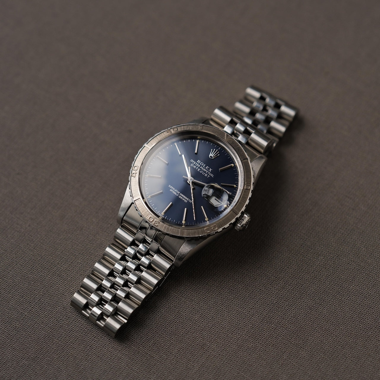 ロレックス/デイトジャスト16250/サンダーバード/ネイビーギルト/WGベゼル/シルバーレター/保証書付きフルセット/ROLEX DATE-JSUT Ref.16250 Thunderbird "NAVY GILT"WG Bezel 1982-83y Full Set