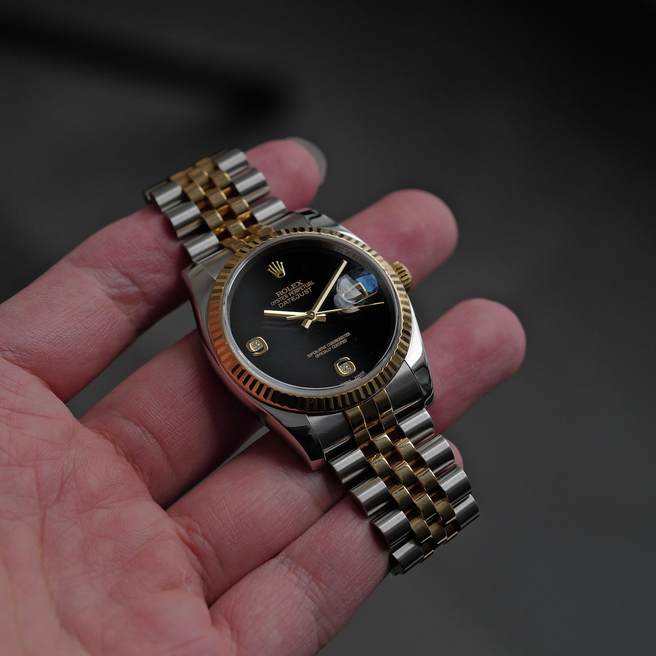 ロレックス/デイトジャスト36/116233/オニキス/2Pダイヤモンド/ROLEX DATE-JUST 36 Ref.116233 "ONYX 2P Diamonds" 18KYG circa 2015