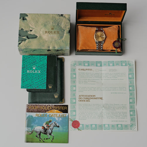 ロレックス/デイトジャスト16233G/X番/裏蓋シールあり/前期10Pダイヤ/18Kイエローゴールド/保証書付きフルセット/ROLEX DATE-JUST Ref.16233G "10P Diamonds" 18KYG 1991Y Full Set