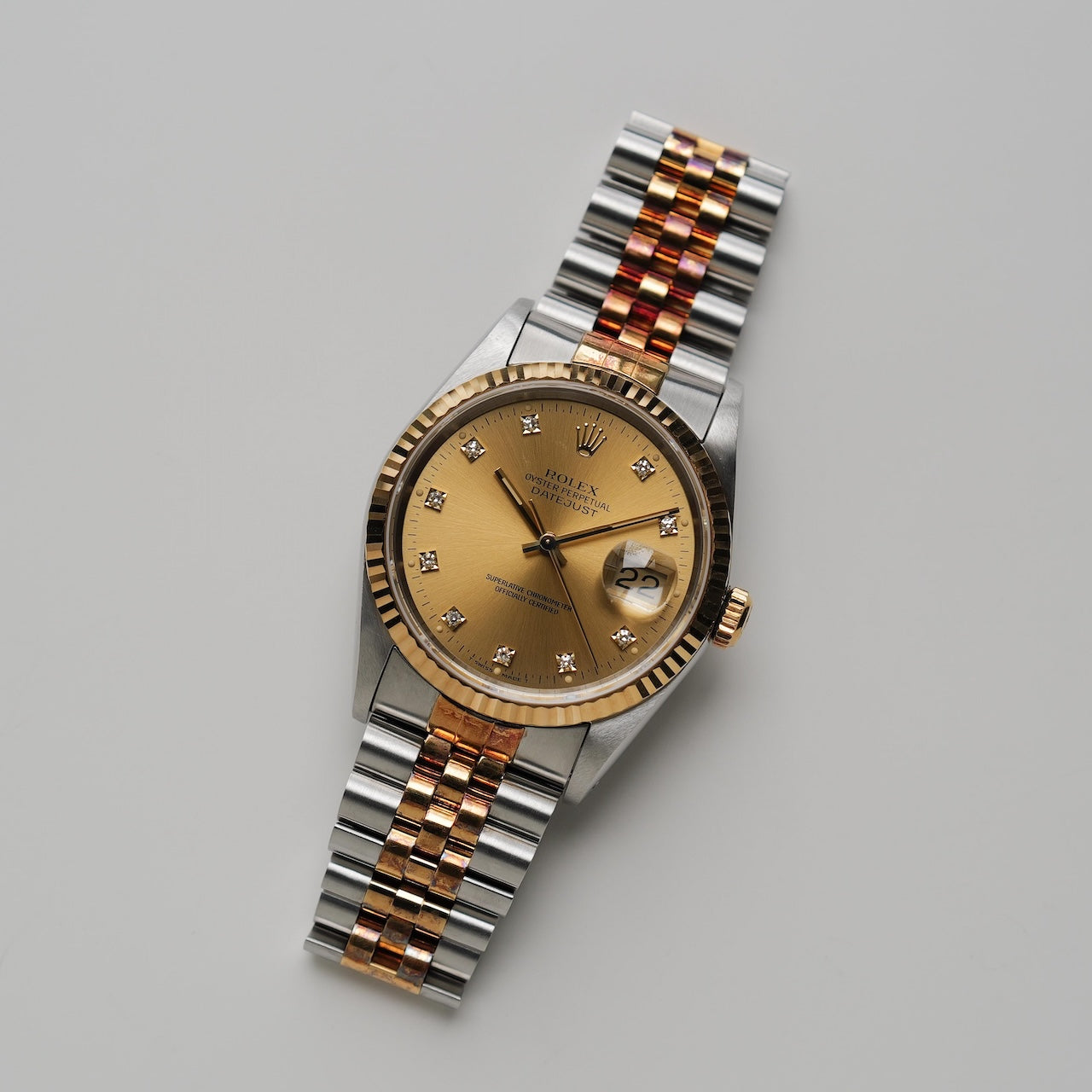 ロレックス/デイトジャスト16233G/X番/裏蓋シールあり/前期10Pダイヤ/18Kイエローゴールド/保証書付きフルセット/ROLEX DATE-JUST Ref.16233G "10P Diamonds" 18KYG 1991Y Full Set