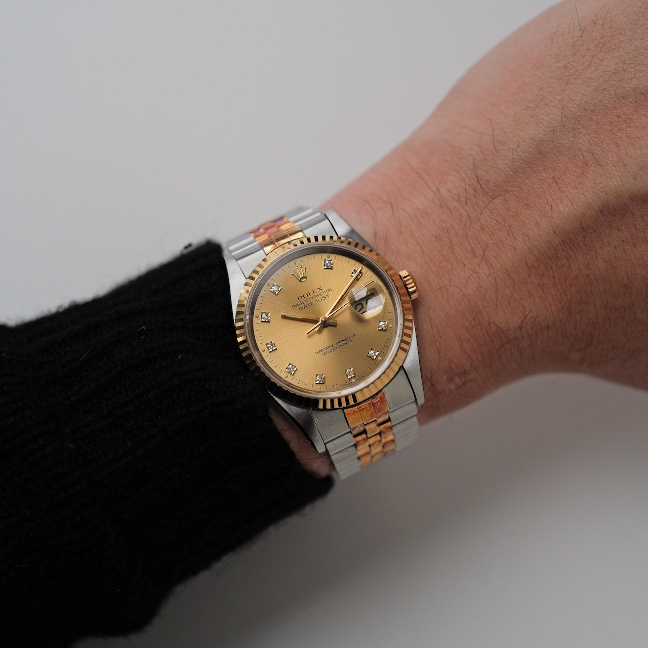 ロレックス/デイトジャスト16233G/X番/裏蓋シールあり/前期10Pダイヤ/18Kイエローゴールド/保証書付きフルセット/ROLEX DATE-JUST Ref.16233G "10P Diamonds" 18KYG 1991Y Full Set