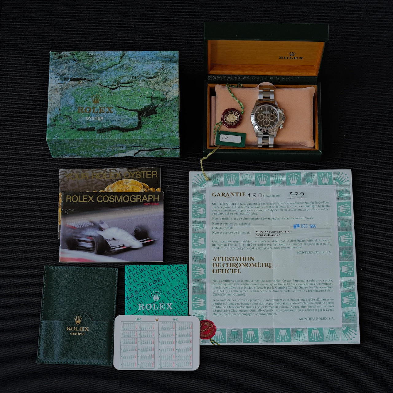 ロレックス/デイトナ16520/T番/パトリッツィ/ブラウンアイ/マーク5ダイヤル/保証書付きフルセット/ROLEX DAYTONA REF.16520 Mk.5 "BROWN EYE" PATRIZZI All Tritium 1996y Full Set