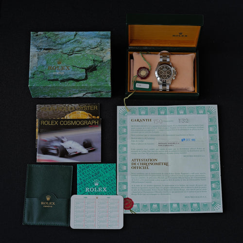 ロレックス/デイトナ16520/T番/パトリッツィ/ブラウンアイ/マーク5ダイヤル/保証書付きフルセット/ROLEX DAYTONA REF.16520 Mk.5 "BROWN EYE" PATRIZZI All Tritium 1996y Full Set