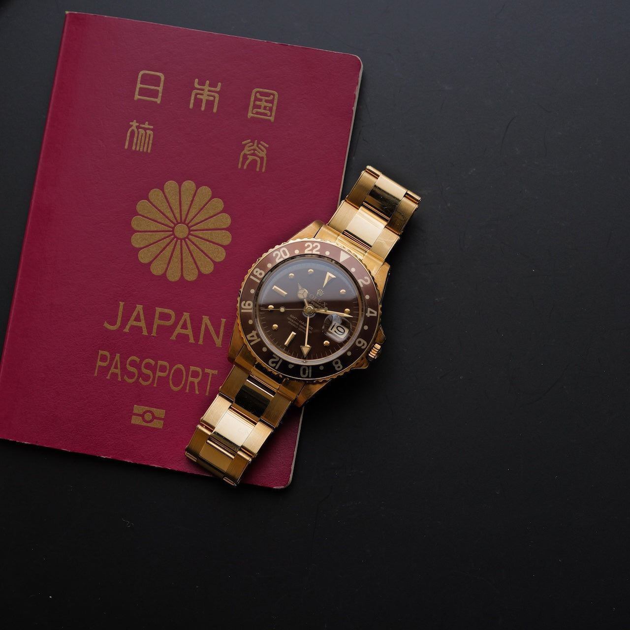 ロレックス/GMTマスター1675/8/茶つぼ/エナメルダイヤル/箱付き/ROLEX GMT-MASTER "Brown Nipple" Enamel Dial Ref.1675/8 18KYG Bracelet 1969-70Y with Box