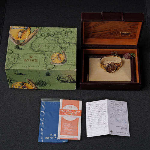 ロレックス/GMTマスター1675/8/茶つぼ/エナメルダイヤル/箱付き/ROLEX GMT-MASTER "Brown Nipple" Enamel Dial Ref.1675/8 18KYG Bracelet 1969-70Y with Box