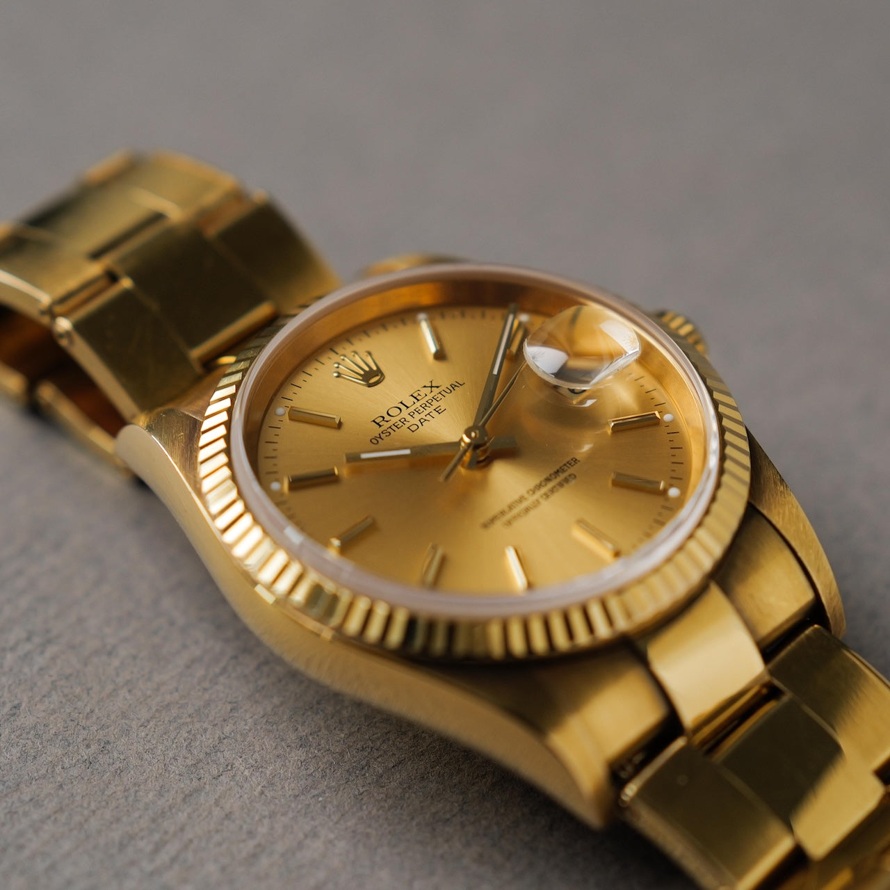 ロレックス/オイスター パーペチュアル デイト15238/F番/18KYGオイスターリベットブレス/ROLEX OYSTER PERPETUAL DATE REF.15238 18KYG Rivet Bracelet 2003-04Y