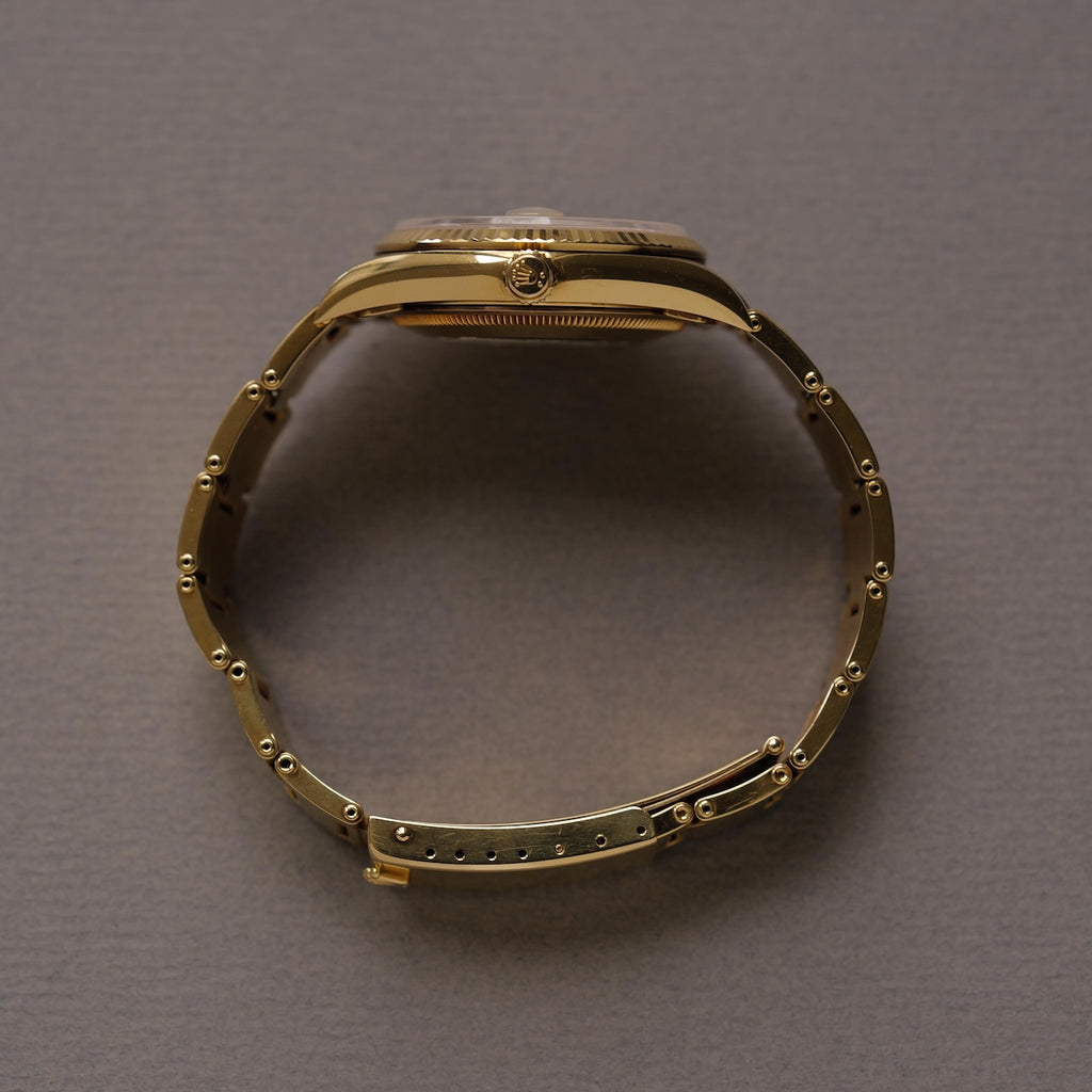 ロレックス/オイスター パーペチュアル デイト15238/F番/18KYGオイスターリベットブレス/ROLEX OYSTER PERPETUAL DATE REF.15238 18KYG Rivet Bracelet 2003-04Y