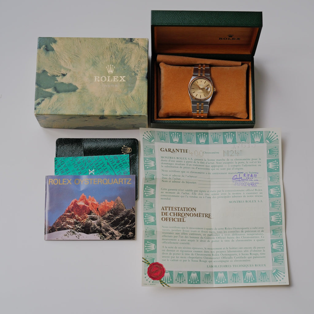 ロレックス/デイトジャスト オイスタークォーツ/17013/N番/18Kイエローゴールド/箱・国際保証書付き/ROLEX DATE-JUST OYSTER-QUARTZ REF.17013 18KYG with Paper and Box 1991Y