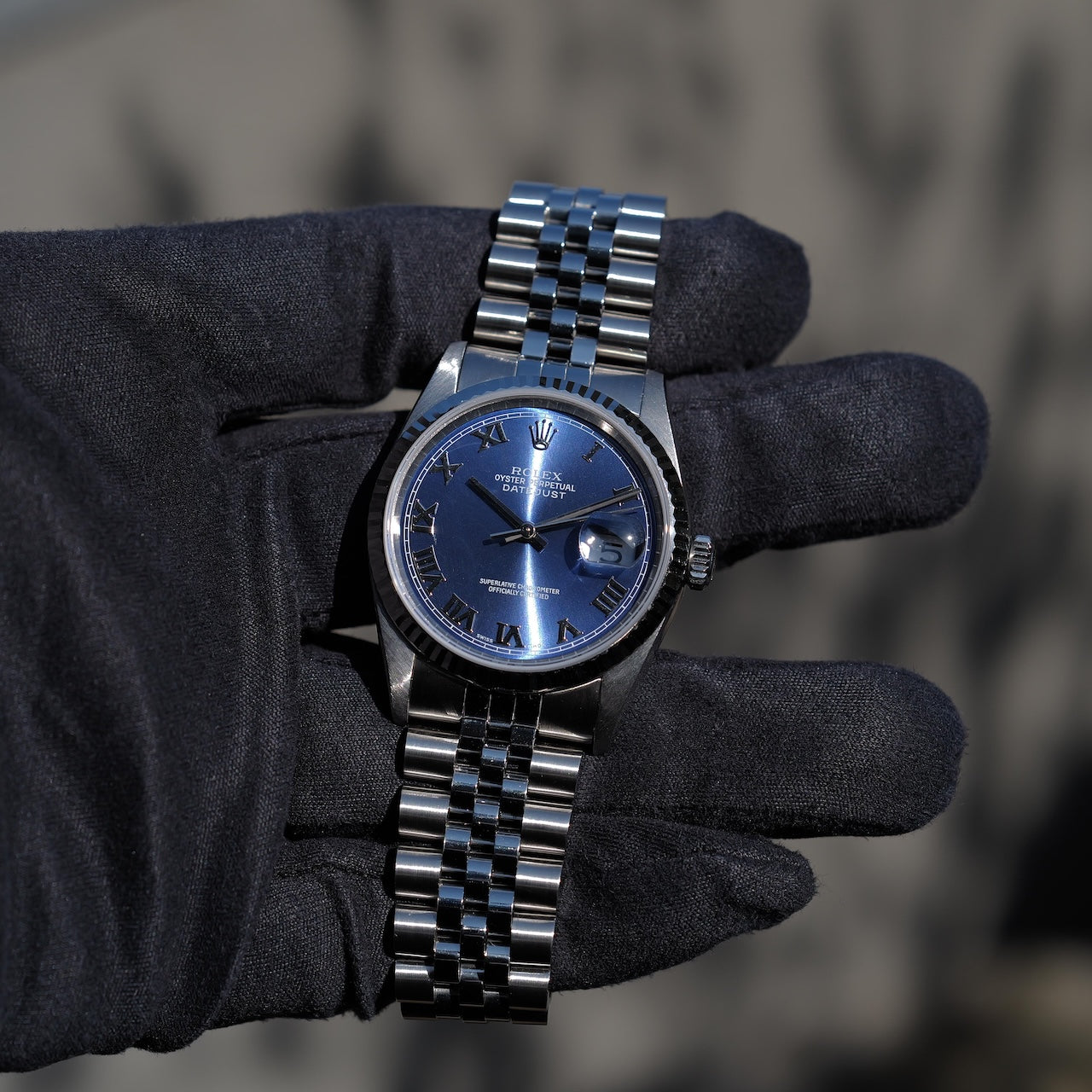 ロレックス/デイトジャスト16234/T番/ブルーローマン/ 18Kホワイトゴールドベゼル/ROLEX DATE-JUST REF.16234 "BLUE ROMAN" 18KWG bezel with 1996y