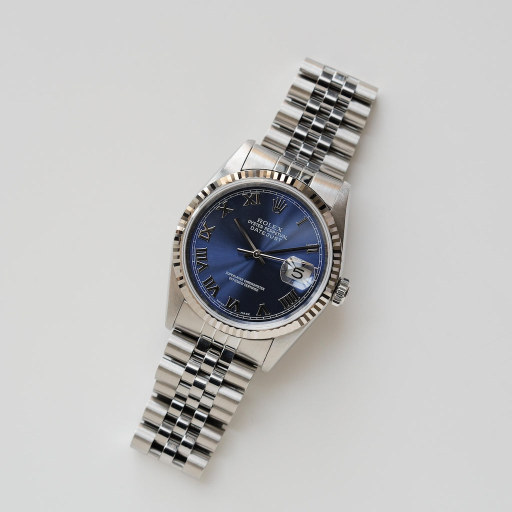 ロレックス/デイトジャスト16234/T番/ブルーローマン/ 18Kホワイトゴールドベゼル/ROLEX DATE-JUST REF.16234 "BLUE ROMAN" 18KWG bezel with 1996y