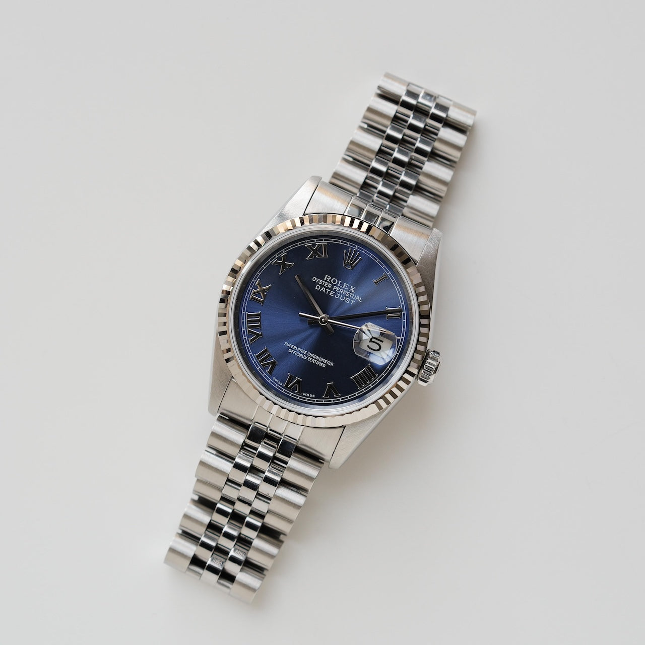 ロレックス/デイトジャスト16234/T番/ブルーローマン/ 18Kホワイトゴールドベゼル/ROLEX DATE-JUST REF.16234 "BLUE ROMAN" 18KWG bezel with 1996y
