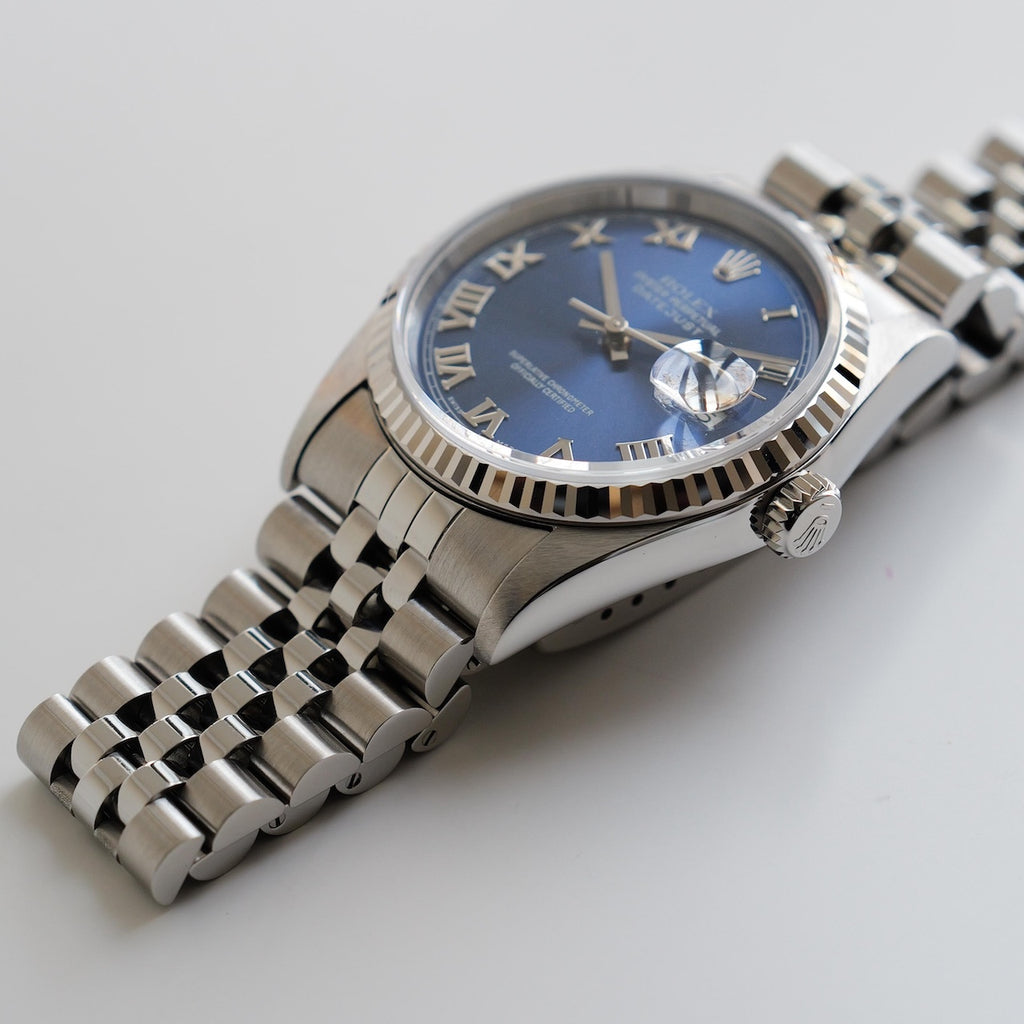 ロレックス/デイトジャスト16234/T番/ブルーローマン/ 18Kホワイトゴールドベゼル/ROLEX DATE-JUST REF.16234 "BLUE ROMAN" 18KWG bezel with 1996y