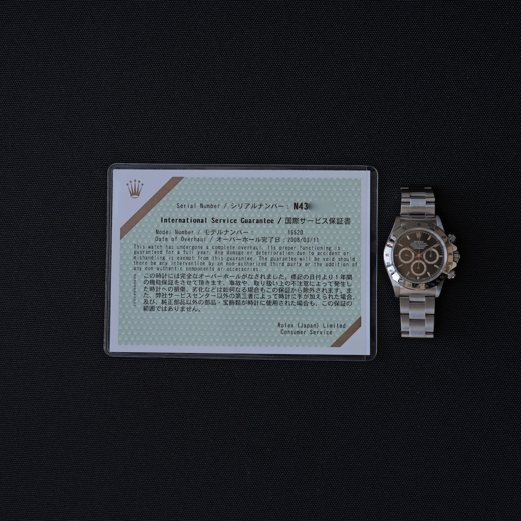 ロレックス/デイトナ16520/N番/マーク４ダイヤル/逆６/シングルバックル/オールトリチウム/ROLEX DAYTONA REF.16520 "Invert 6" Mk.4 Dial, Mk4 Bezel All Tritium 1991-92y