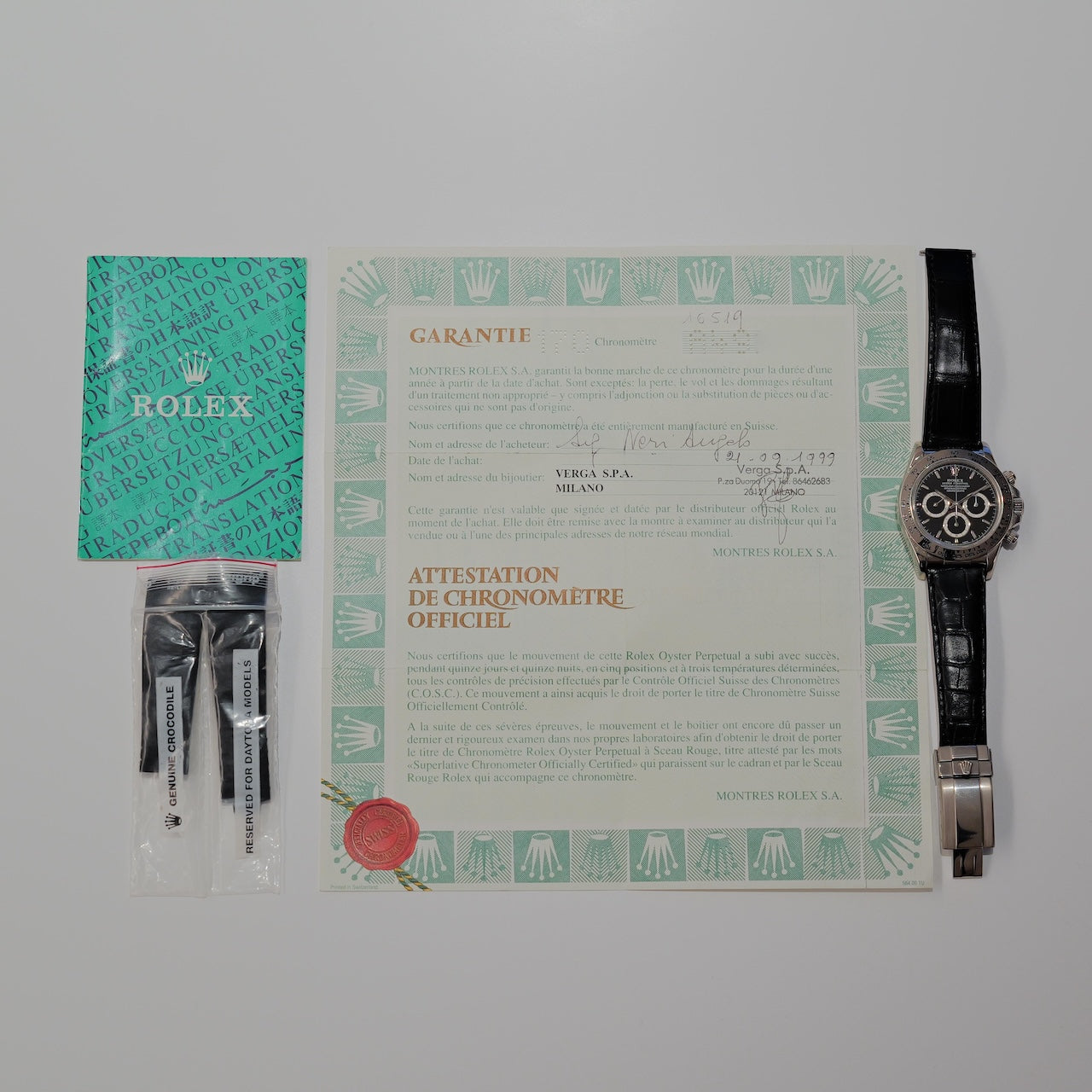 ロレックス/デイトナ16519/A番/18Kホワイトゴールド/黒文字盤/ROLEX DAYTONA REF.16519 Black Dial 18KWG A-Serial 1998-99Y